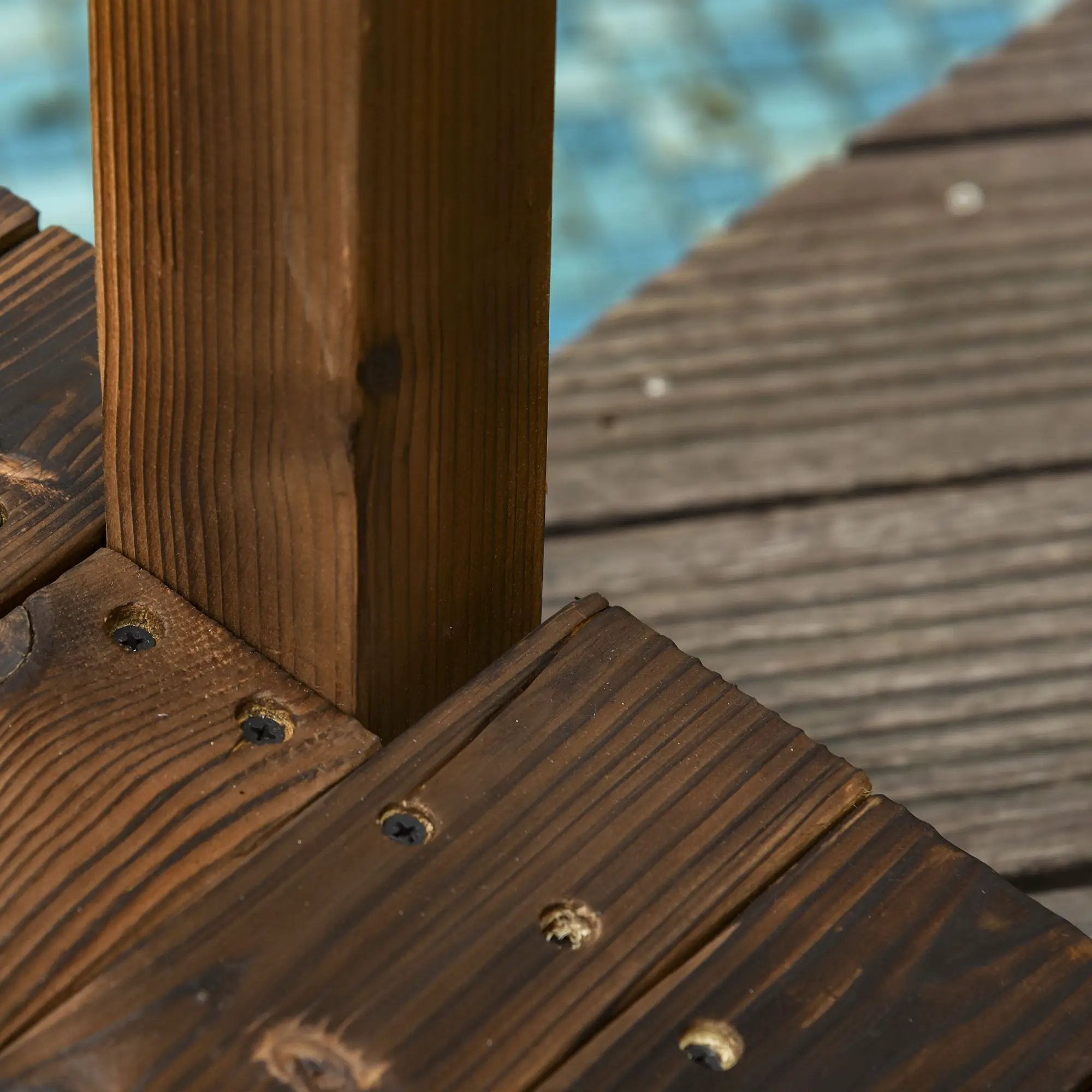 Outsunny - Fir Wood Garden Bridge Arc Walkway With Side Railings, Perfect For Backyards, Gardens, & Streams, Carbonized - Brown by Unique Piece Furniture