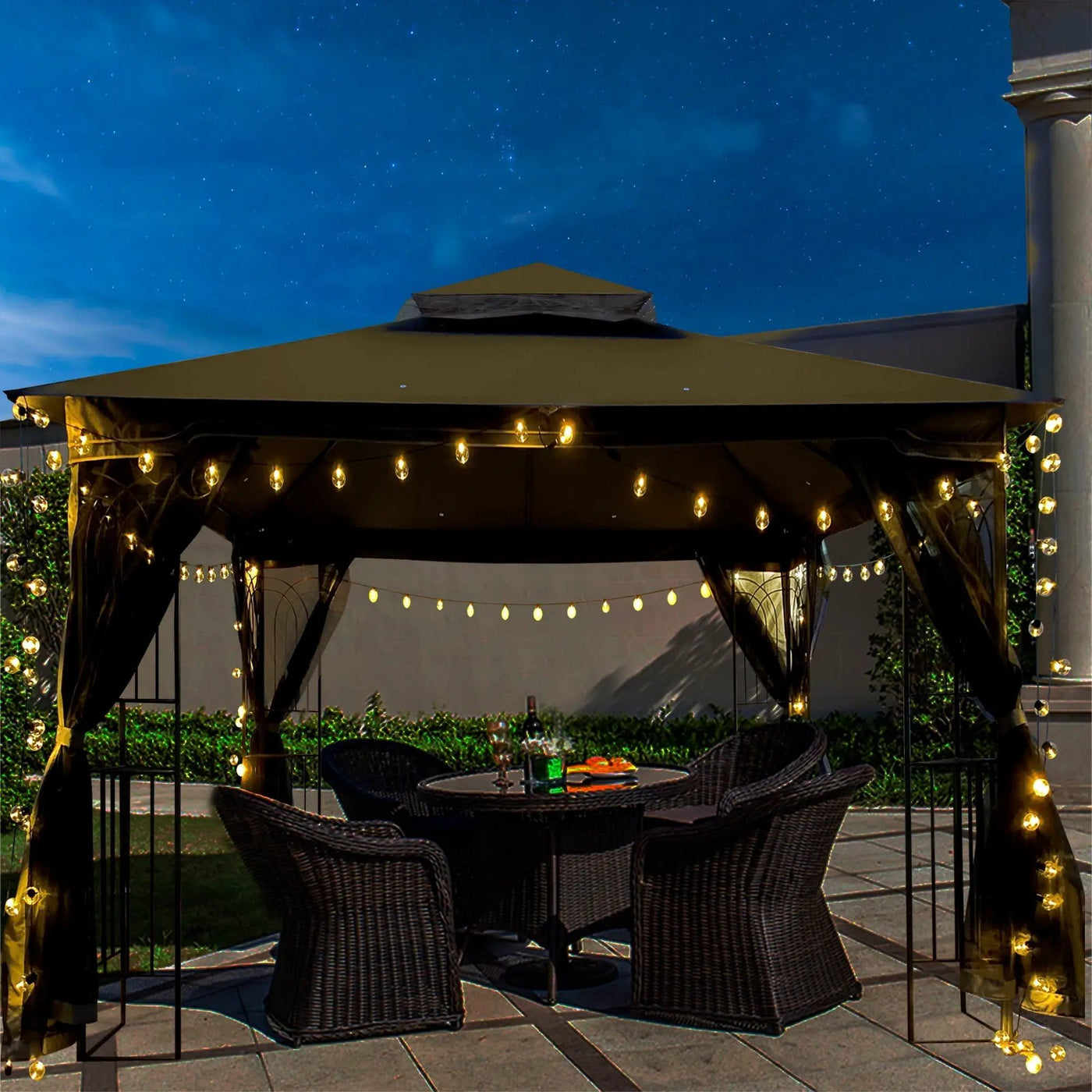 Patio Gazebo Tent With Ventilated Double Roof And Mosquito Net by HouseOfZazla