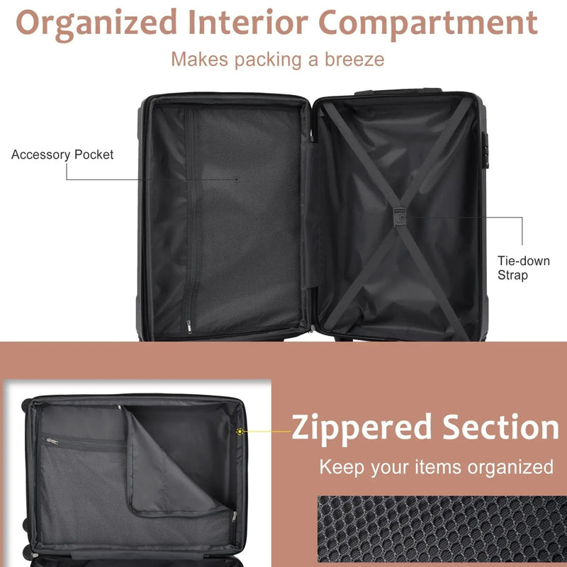 Lightweight Durable ABS Hardshell Luggage - 24 Inch by HouseOfZazla