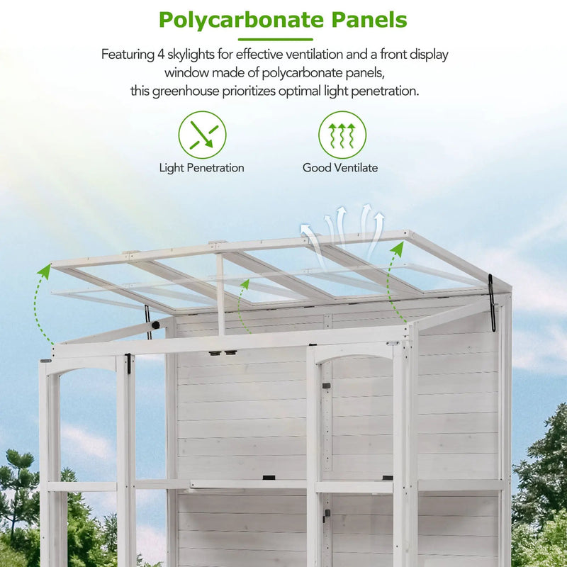 TOPMAX 78-Inch Wooden Greenhouse with Skylights and Folding Shelves by HouseOfZazla