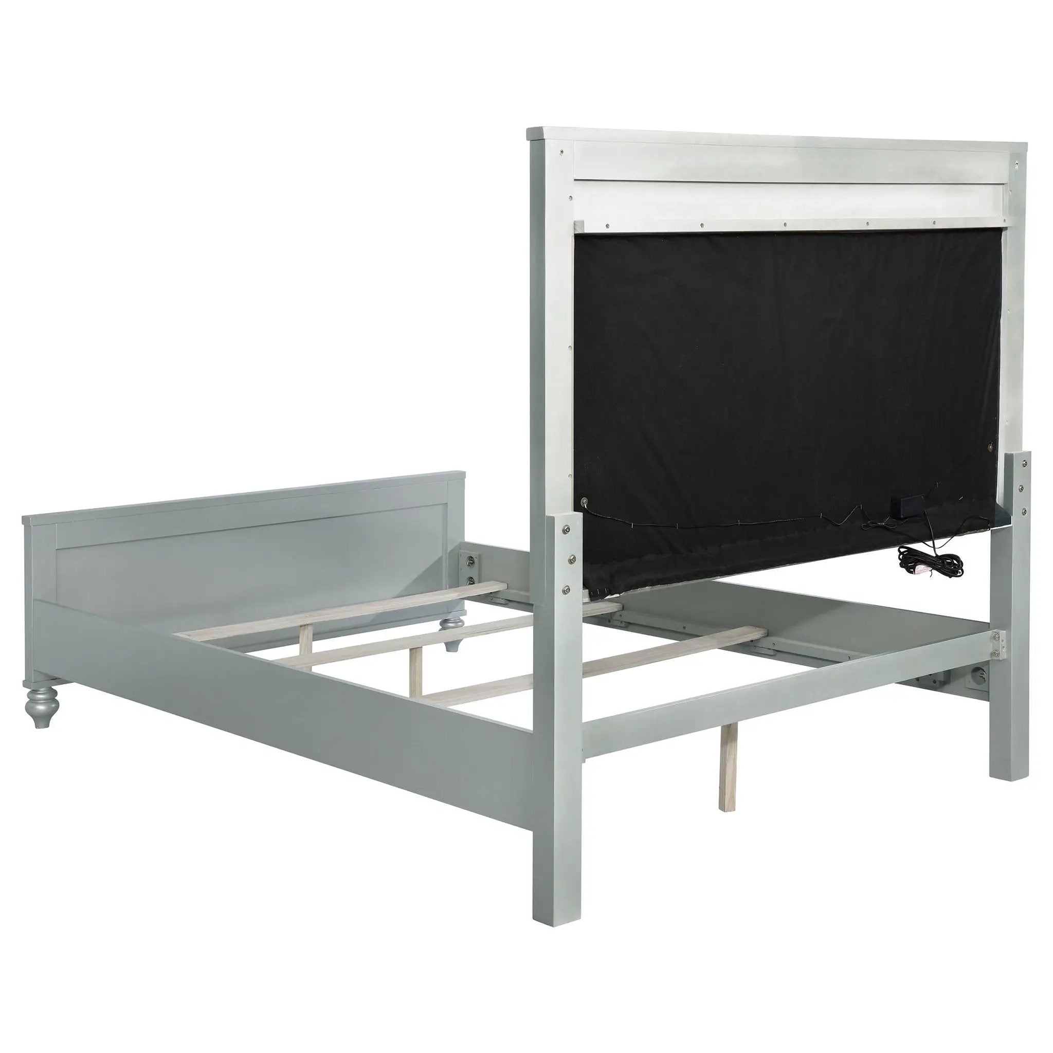Gunnison Wood California King LED Panel Bed Silver Metallic by Unique Piece Furniture