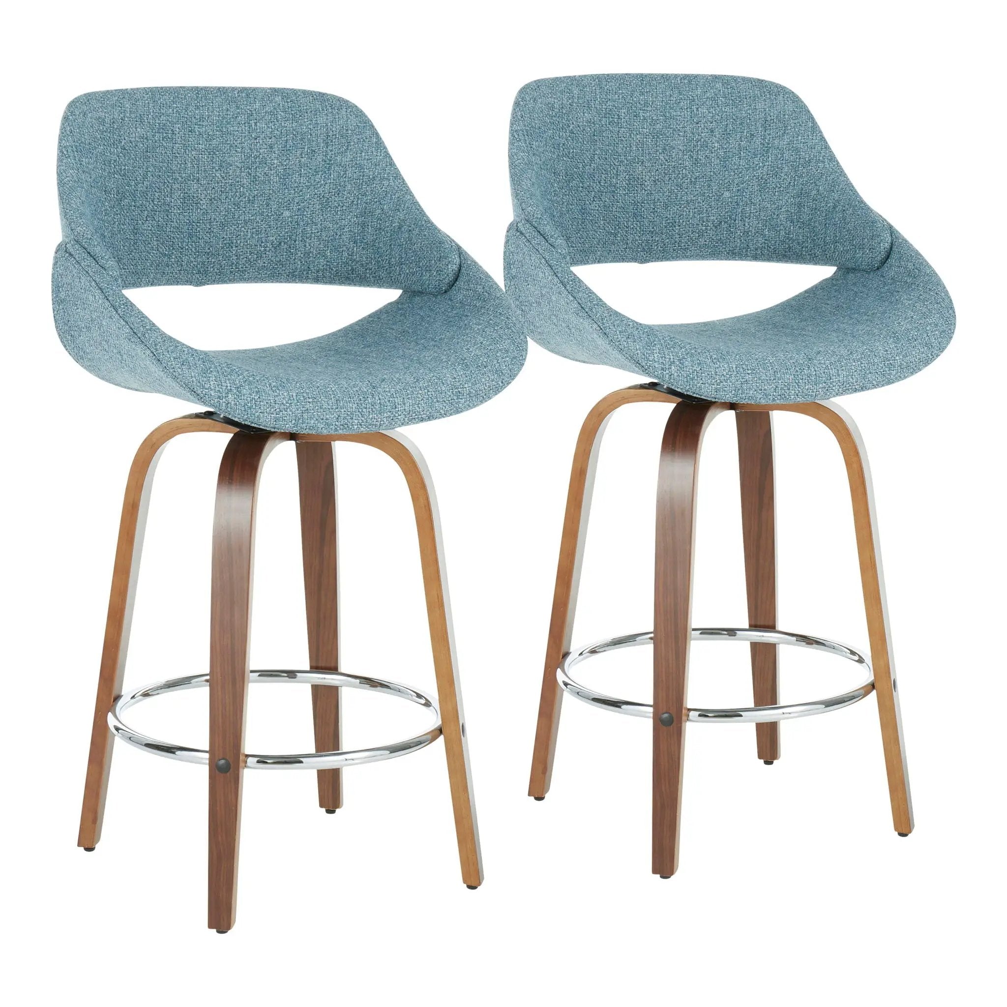 Fabrico - Mid Century Modern, Fixed Height Counter Stool With Round Footrest (Set of 2) by HouseOfZazla