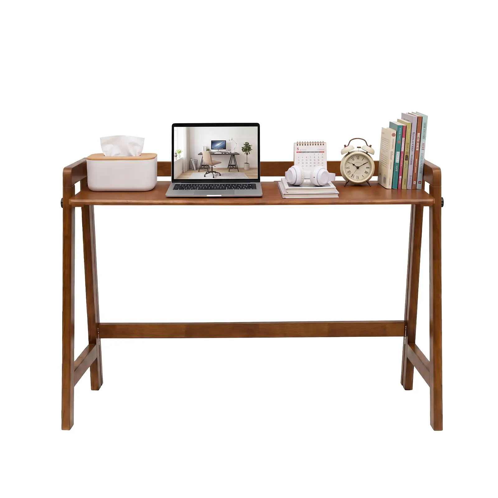 Solid Wood Folding Desk, 49" Mid Century Modern Computer Desk by HouseOfZazla