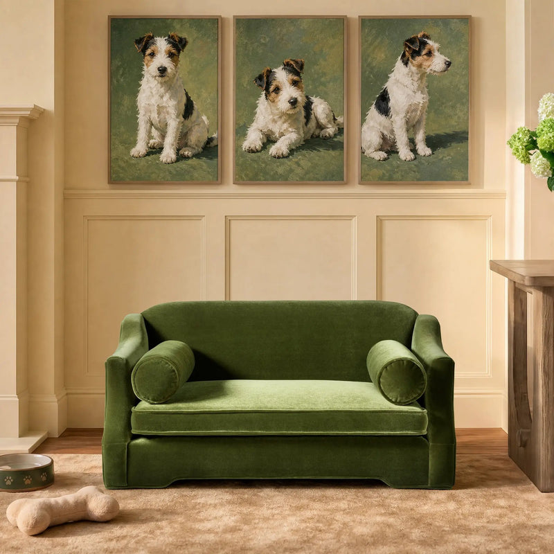 Paloma 35.5" Dog Sofa Bed - Medium in Olive by HouseOfZazla