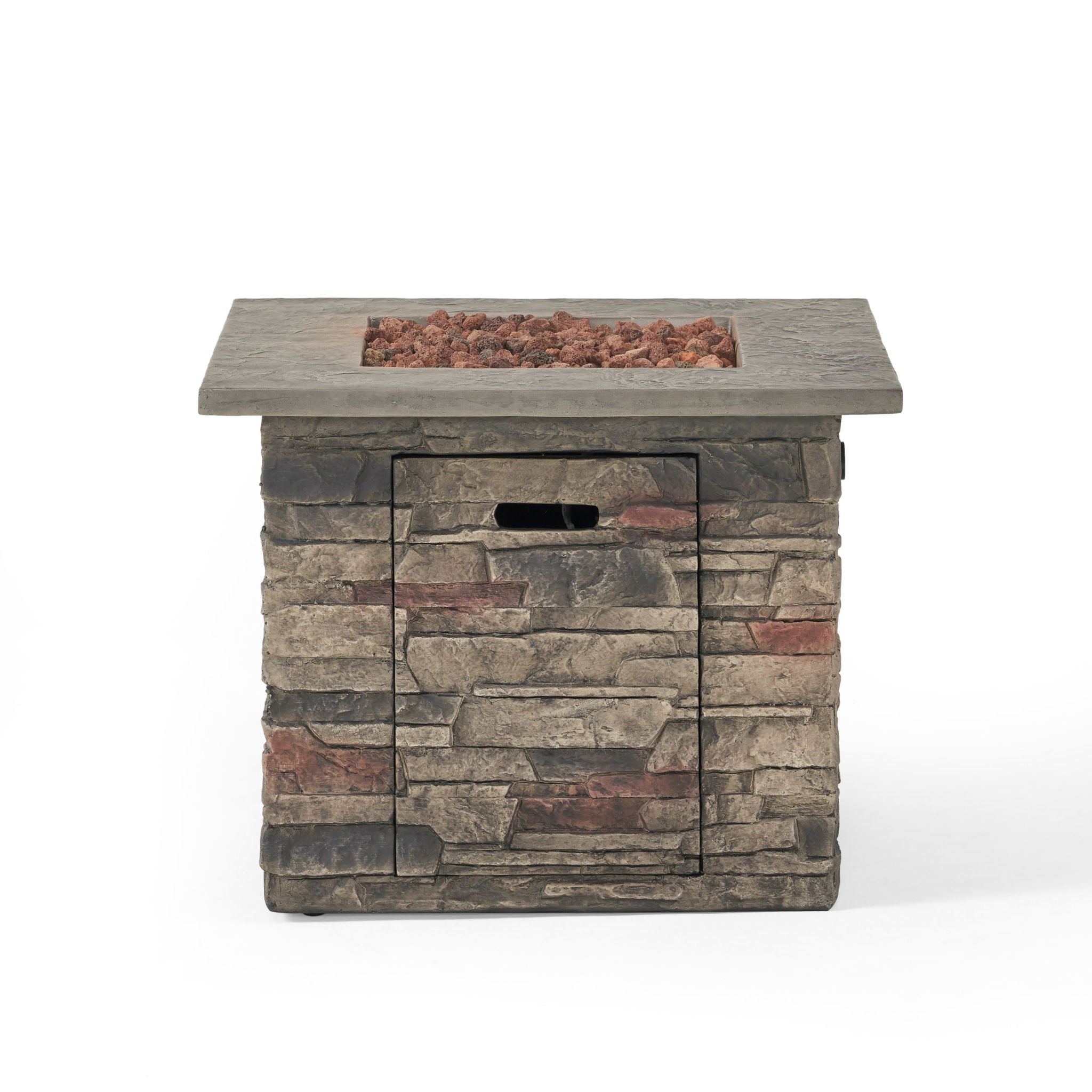 Classic Design Square Fire Pit With Top And 40,000 Btu Heat Output - Stone Gray by HouseOfZazla