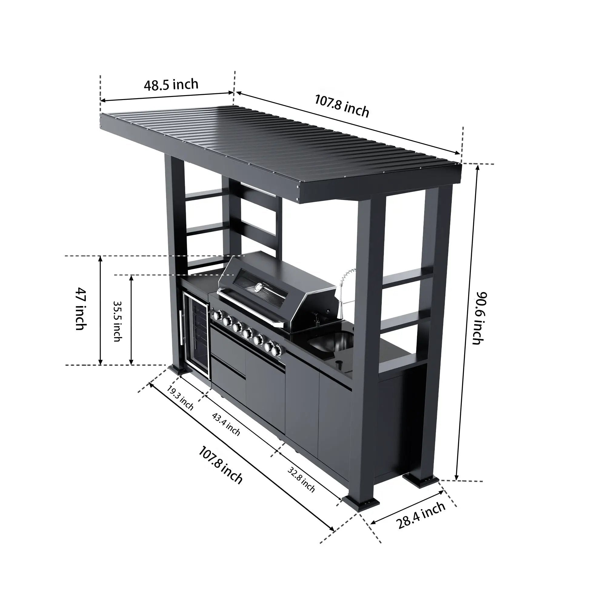 108-Inch 6-Burner Deluxe Outdoor Kitchen Grill by HouseOfZazla
