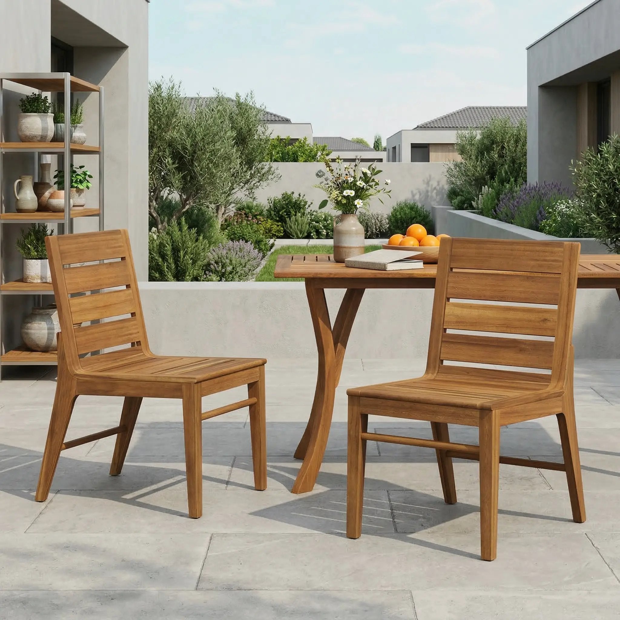 Outdoor Acacia Wood Dining Chair (Set of 2) by HouseOfZazla