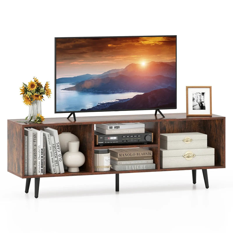 47.5 Inches TV Stand for 55-Inch TV with Compartments and Metal Legs by DirectDeals