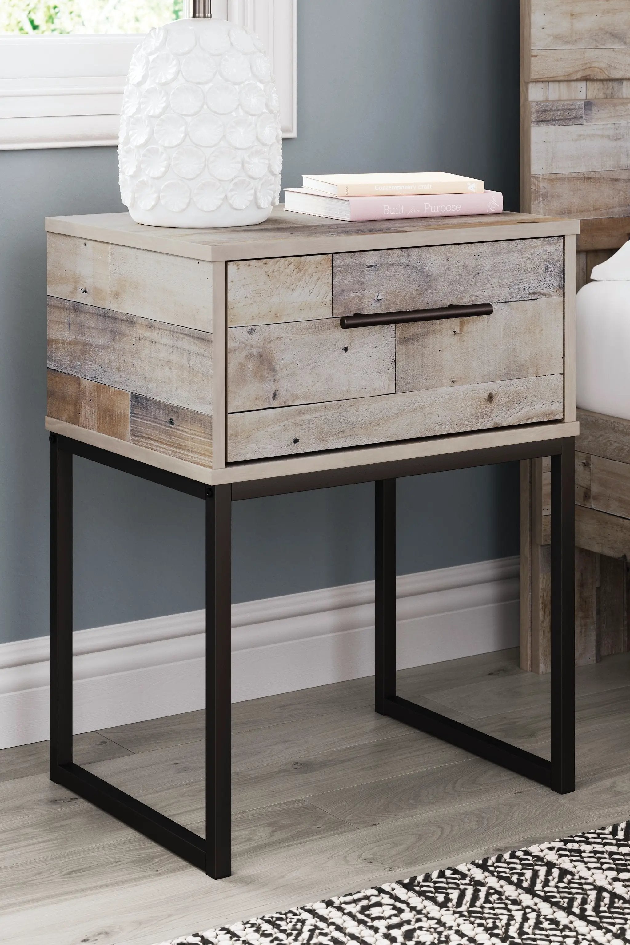 Neilsville - One Drawer Night Stand - Vinyl-Wrapped - Whitewash by Unique Piece Furniture