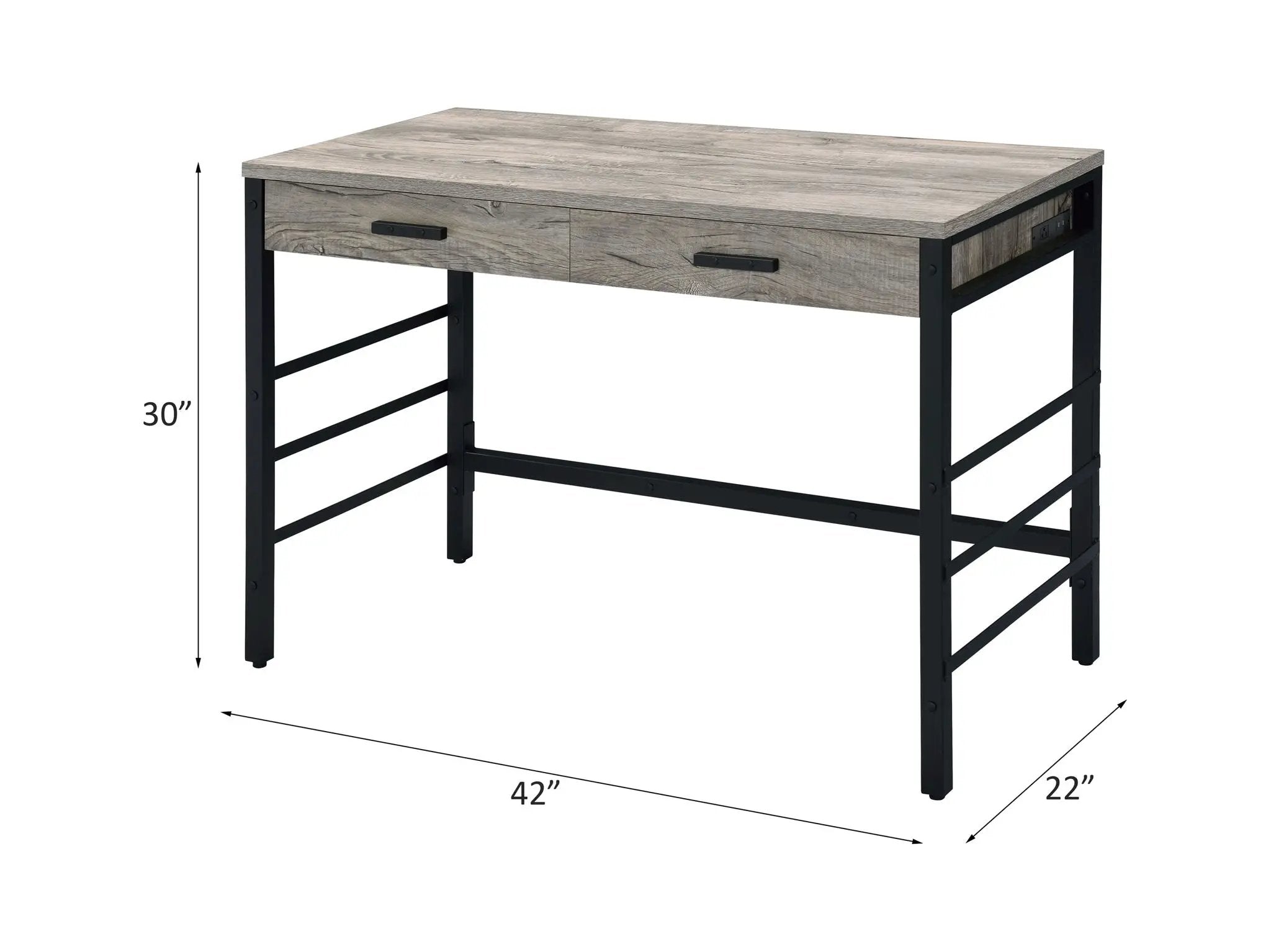 Disho - Weathered Writing Desk With USB - Oak by Unique Piece Furniture