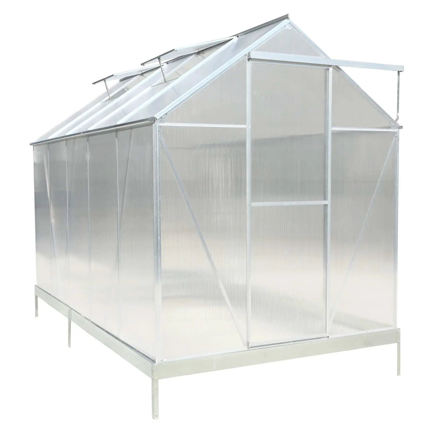 Polycarbonate house, Heavy Duty Outdoor Aluminum Walk-In House Kit With Rain Gutter, Vent And Door For Backyard Garden by HouseOfZazla