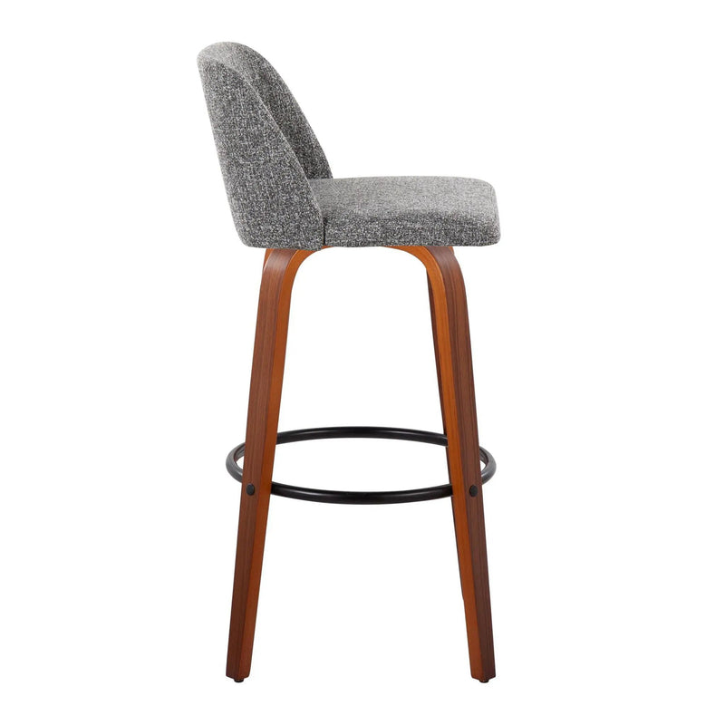 Toriano - Mid Century Modern Fixed Height Barstool Swivel And Round Footrest (Set of 2) by HouseOfZazla