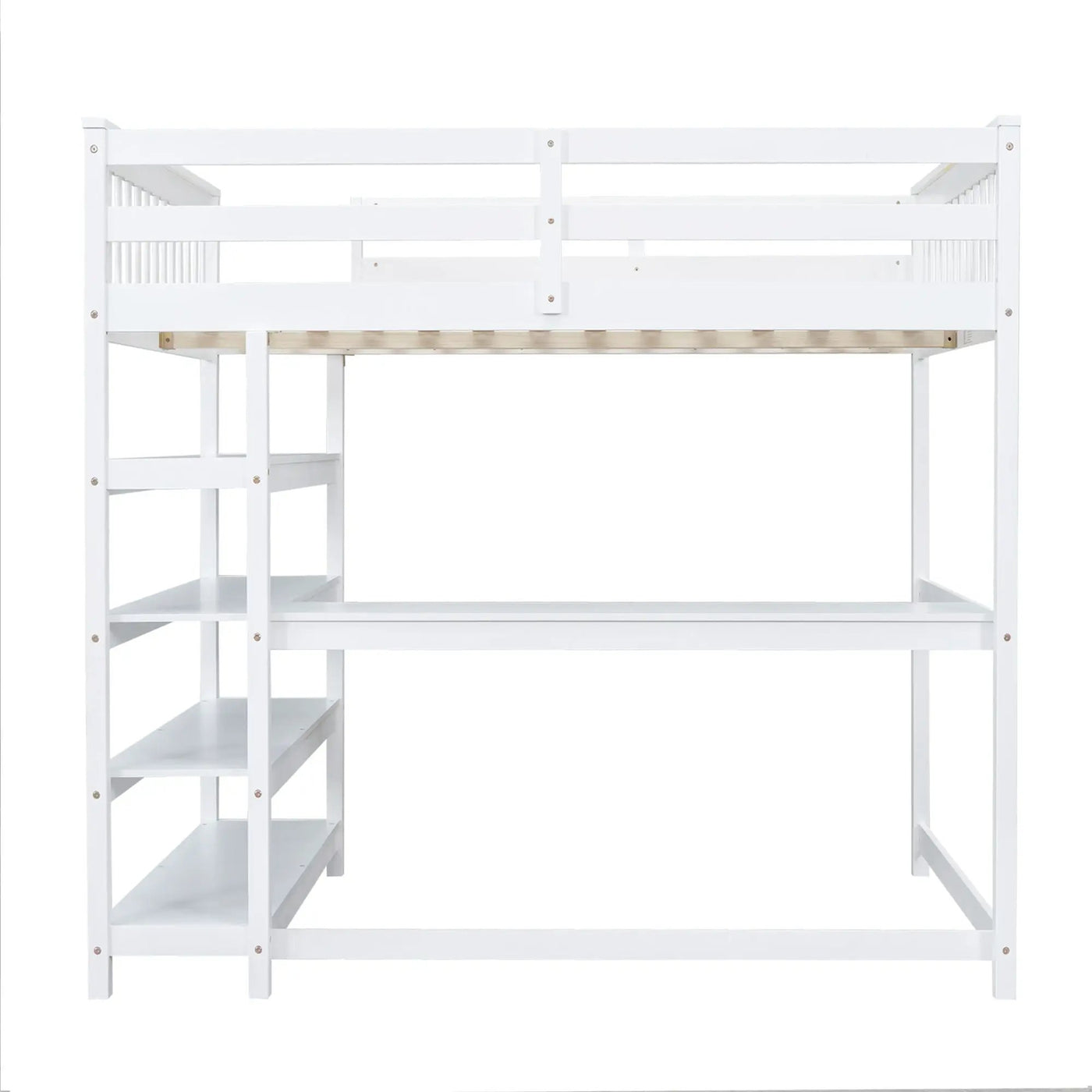Loft Bed With Storage Shelves And Under Bed Desk by HouseOfZazla