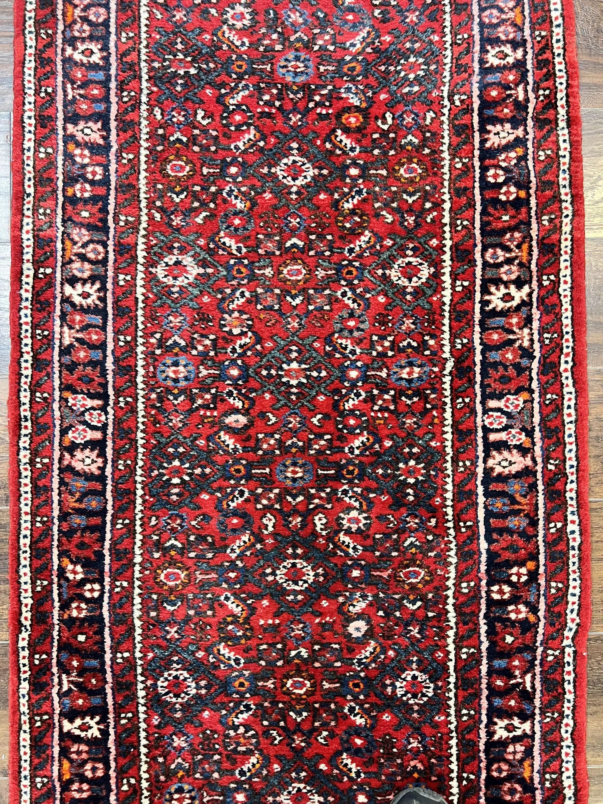 Long Persian Runner Rug 2.9 x 17, Red Handmade Wool Rug for Hallway, Antique Persian Carpet, 17ft Runner, Persian Hamadan Dargazine Rug by Jewel Rugs