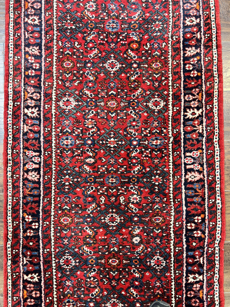 Long Persian Runner Rug 2.9 x 17, Red Handmade Wool Rug for Hallway, Antique Persian Carpet, 17ft Runner, Persian Hamadan Dargazine Rug by Jewel Rugs
