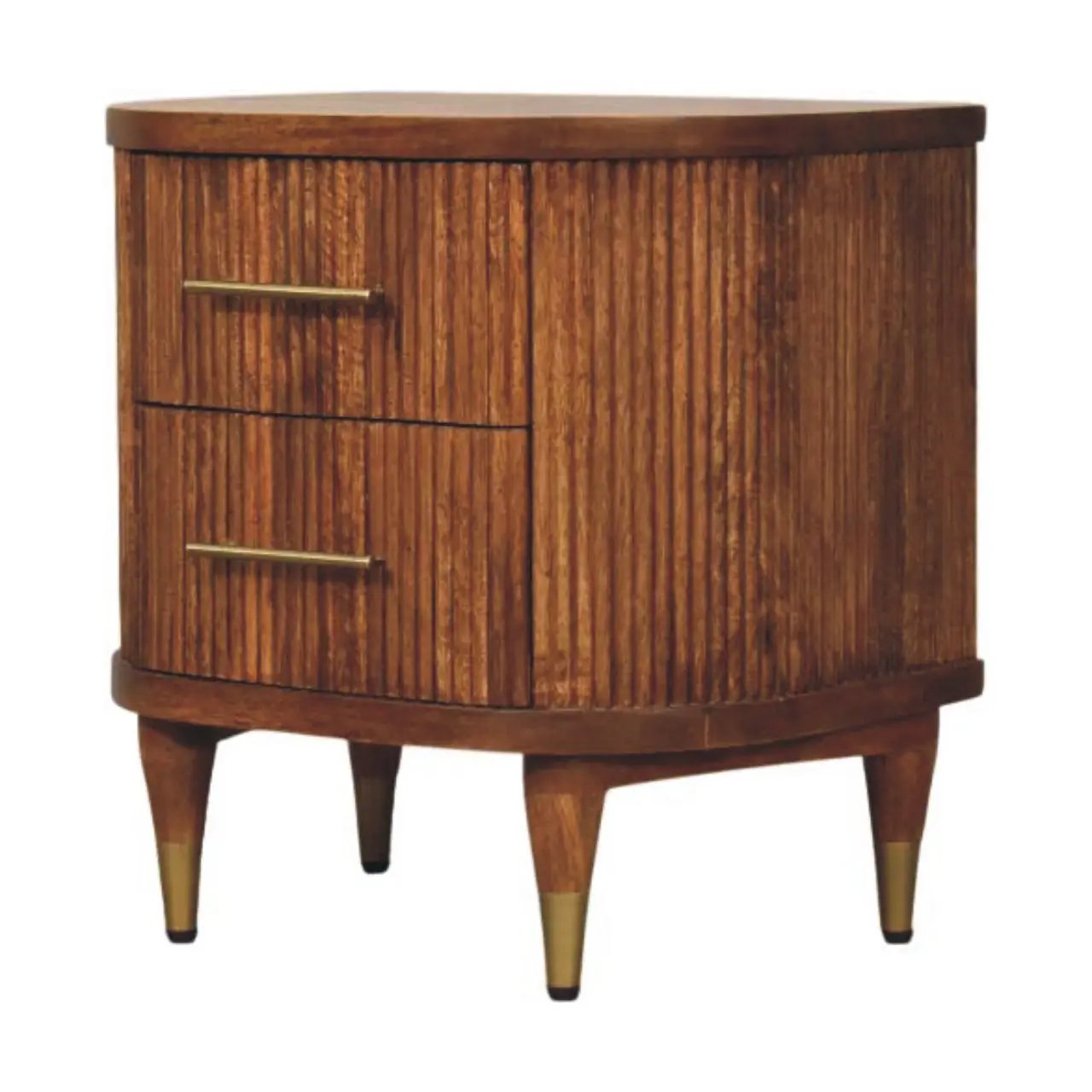 Solid Wood Ribbed Bedside Table by HouseOfZazla