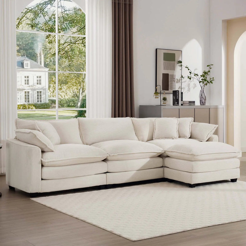 Modern Oversized Modular Cushion Sofa With Ottoman, Low Back, Deep Seating Sofa Set by Unique Piece Furniture