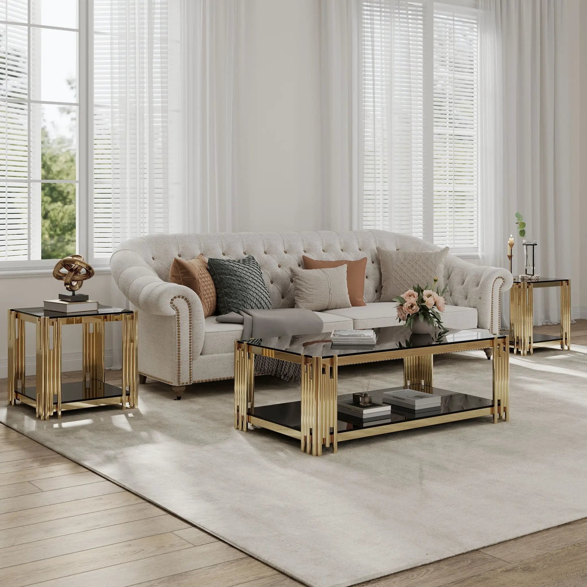 Square End Table With Tempered Glass Top For Living Room by Unique Piece Furniture