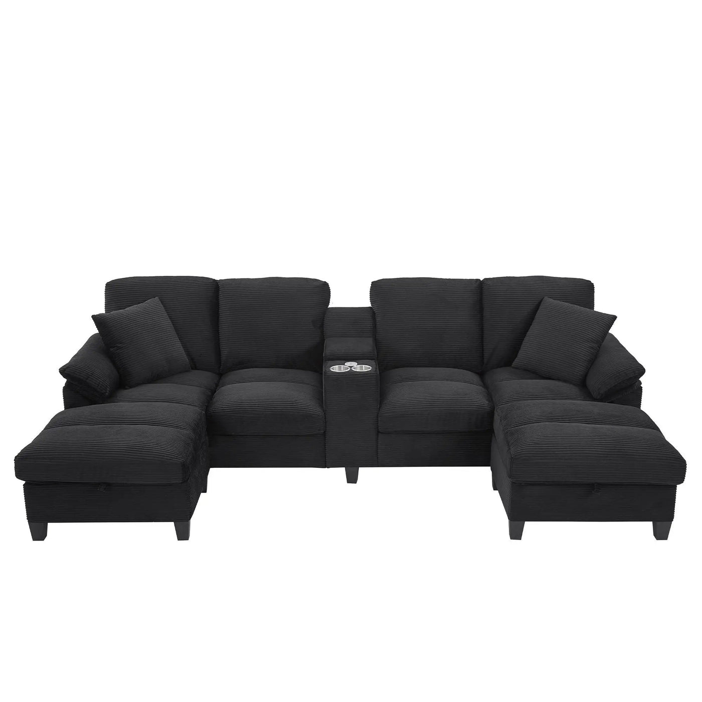 Modern U-Shaped Sectional Sofa With Storage Ottomans by Unique Piece Furniture