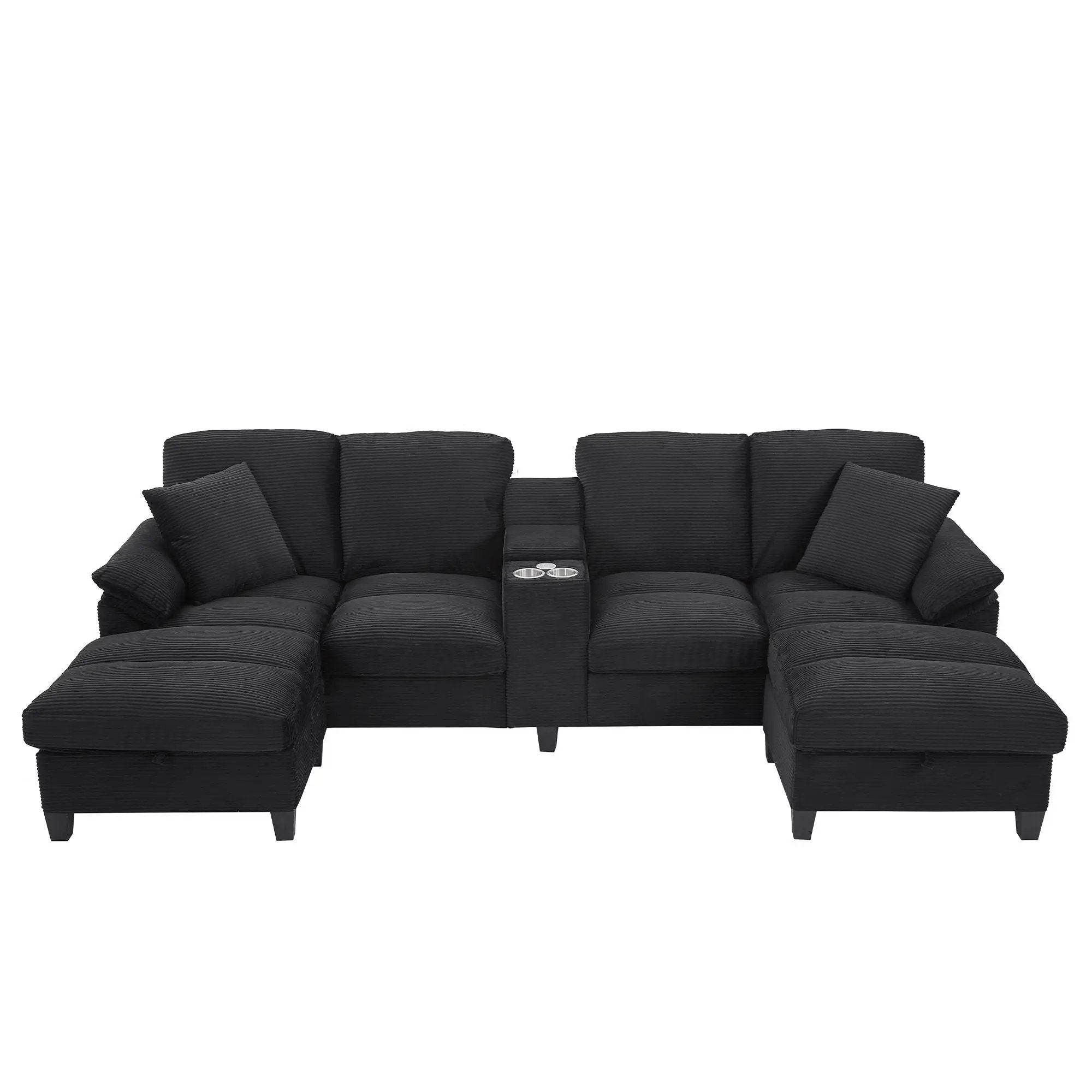 Modern U-Shaped Sectional Sofa With Storage Ottomans by Unique Piece Furniture