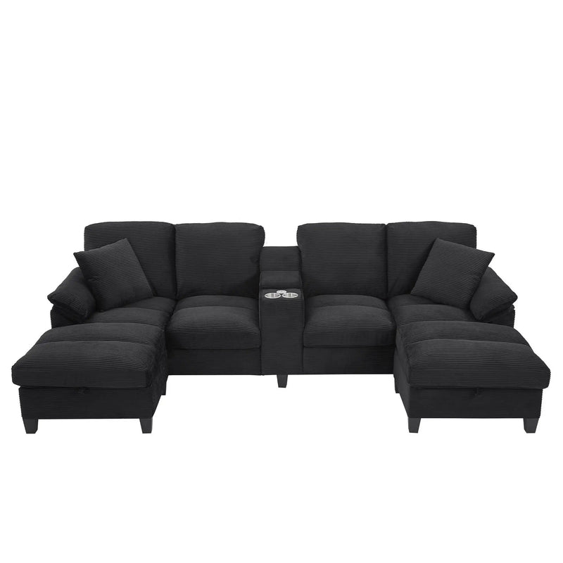 Modern U-Shaped Sectional Sofa With Storage Ottomans by HouseOfZazla