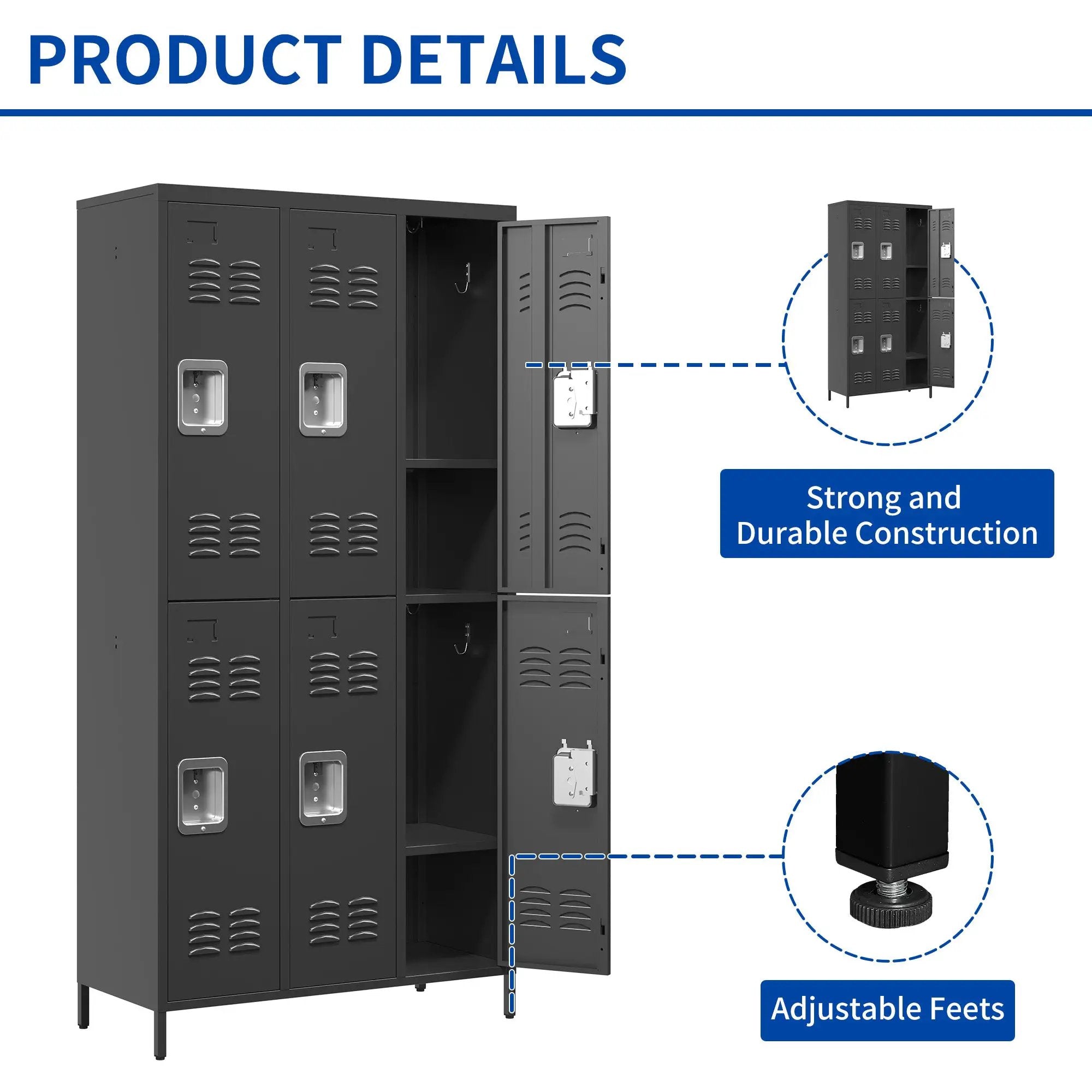 6 Door 72"H Metal Lockers with Lock by HouseOfZazla