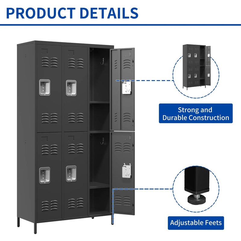 6 Door 72"H Metal Lockers with Lock by HouseOfZazla