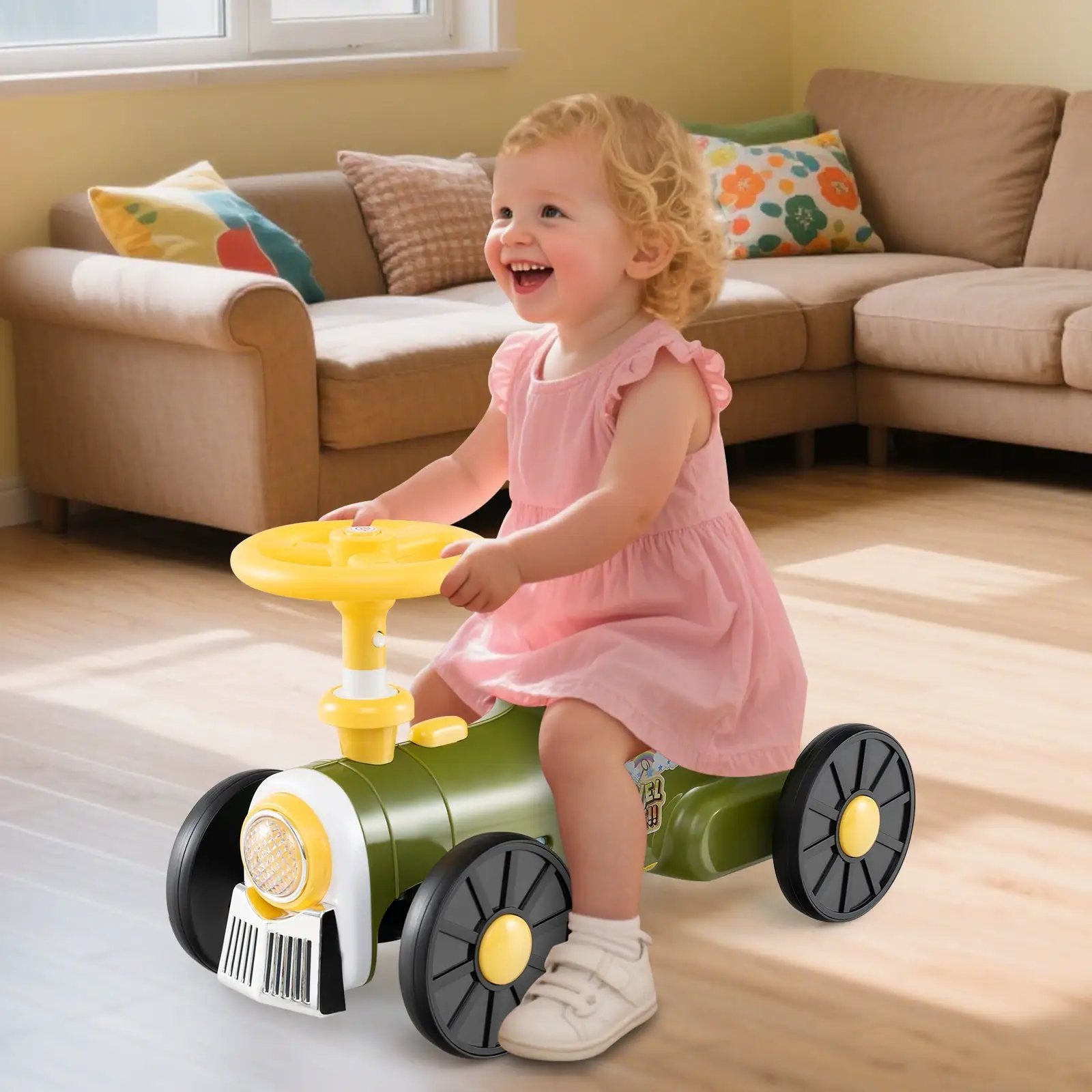 Ride on Toy with Steering Wheel and Train Whistle Sound Button by DirectDeals