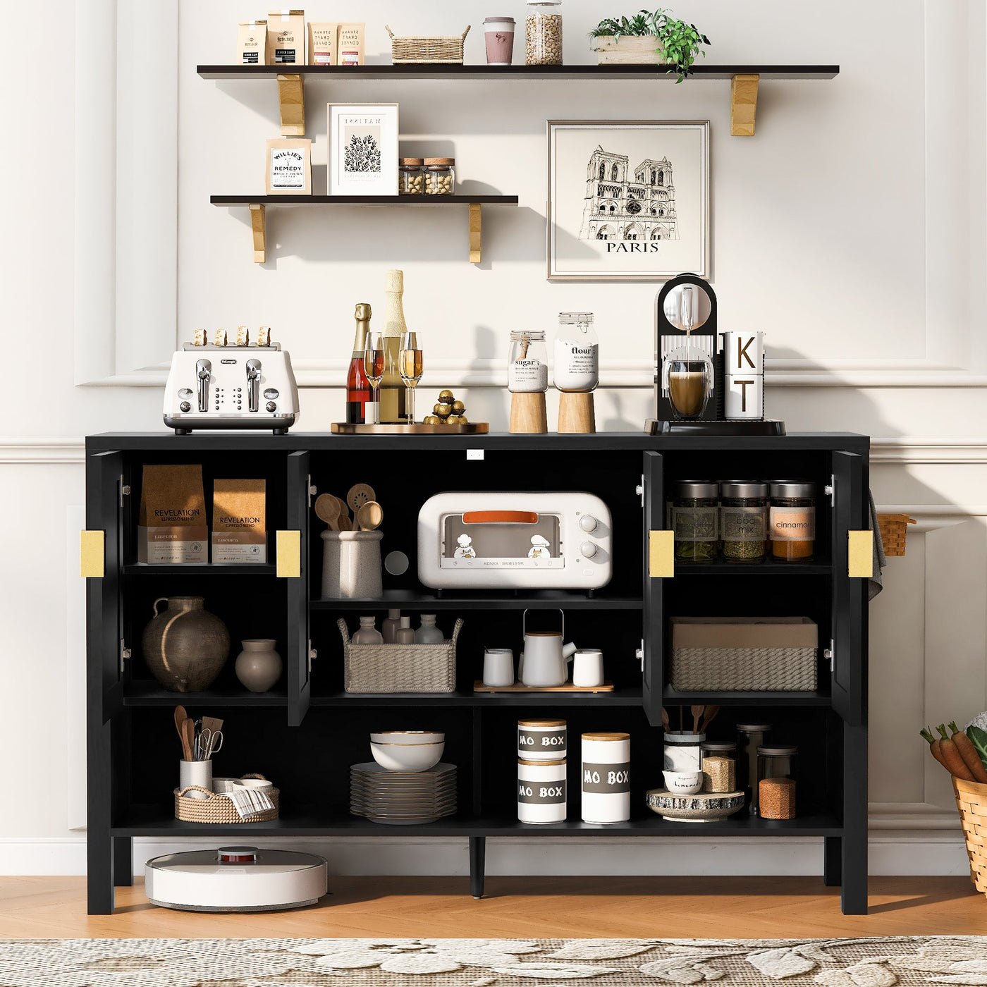 U_STYLE 55.1'' Storage Sideboard with 4 Doors by HouseOfZazla