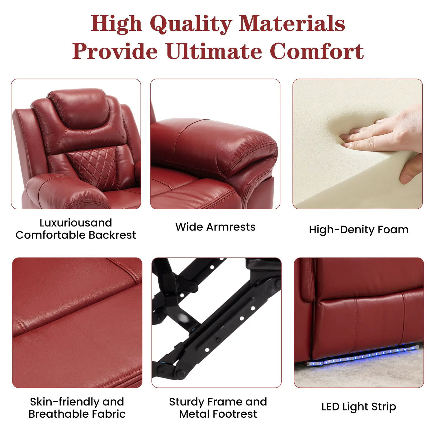 Home Theater Seating Manual Recliner Loveseat With Hide-Away Storage, Cup Holders And Led Light Strip For Living Room by HouseOfZazla