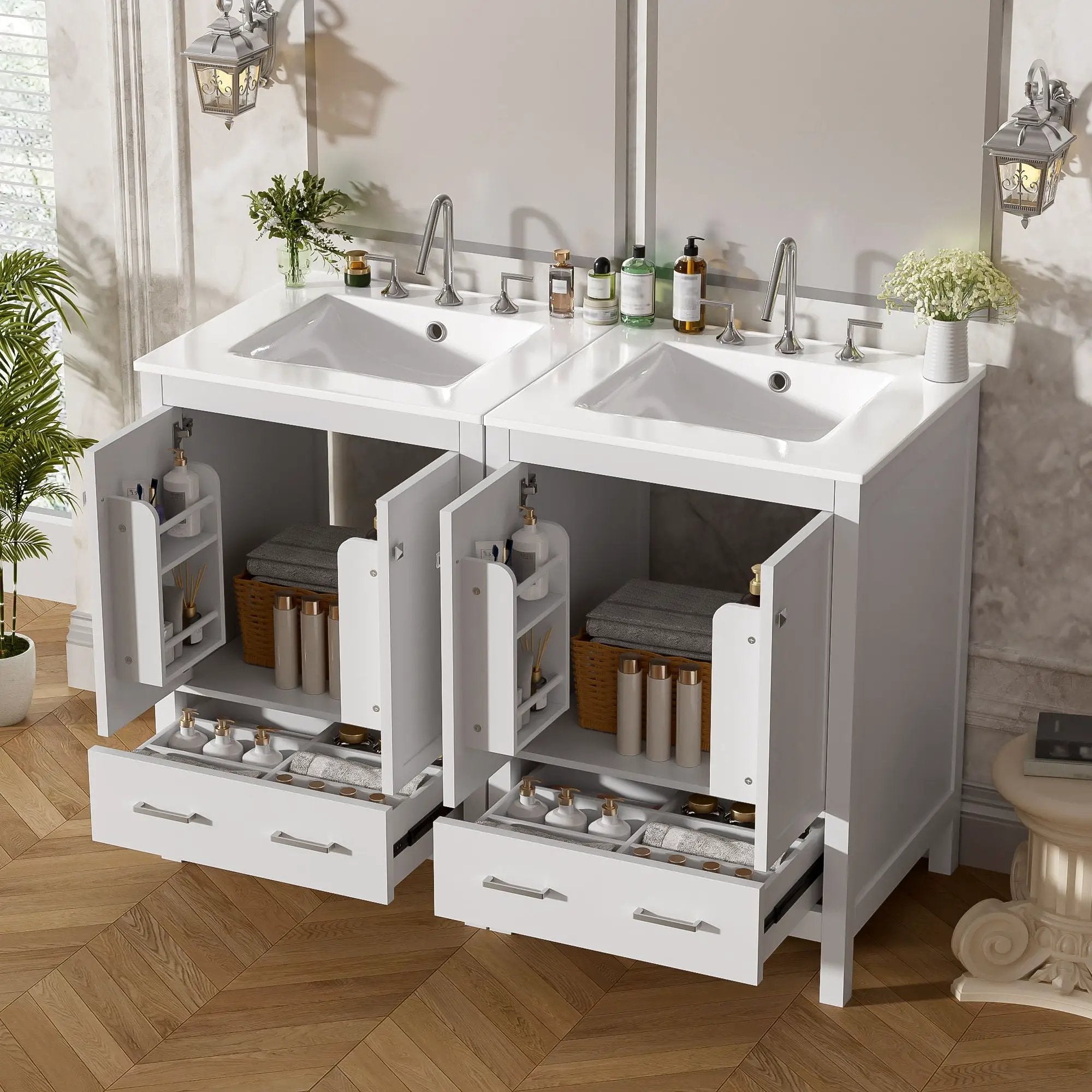 Bathroom Vanity With Integrated Undermount Ceramic Sink, 2 Doors And 1 Drawer, Soft Close Hinges by Unique Piece Furniture