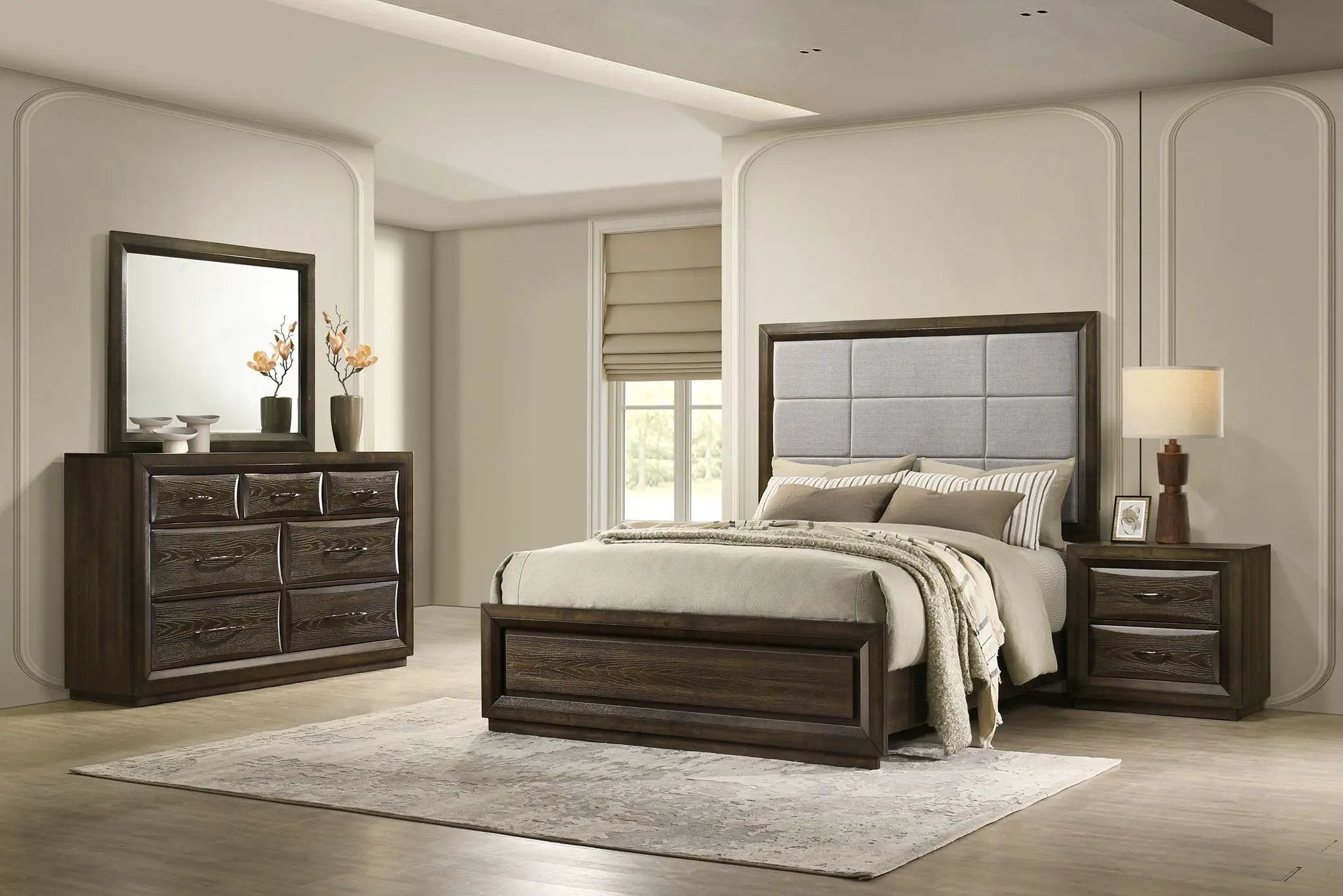 Atlas 4-piece Queen Bedroom Set Dark Oak by Unique Piece Furniture