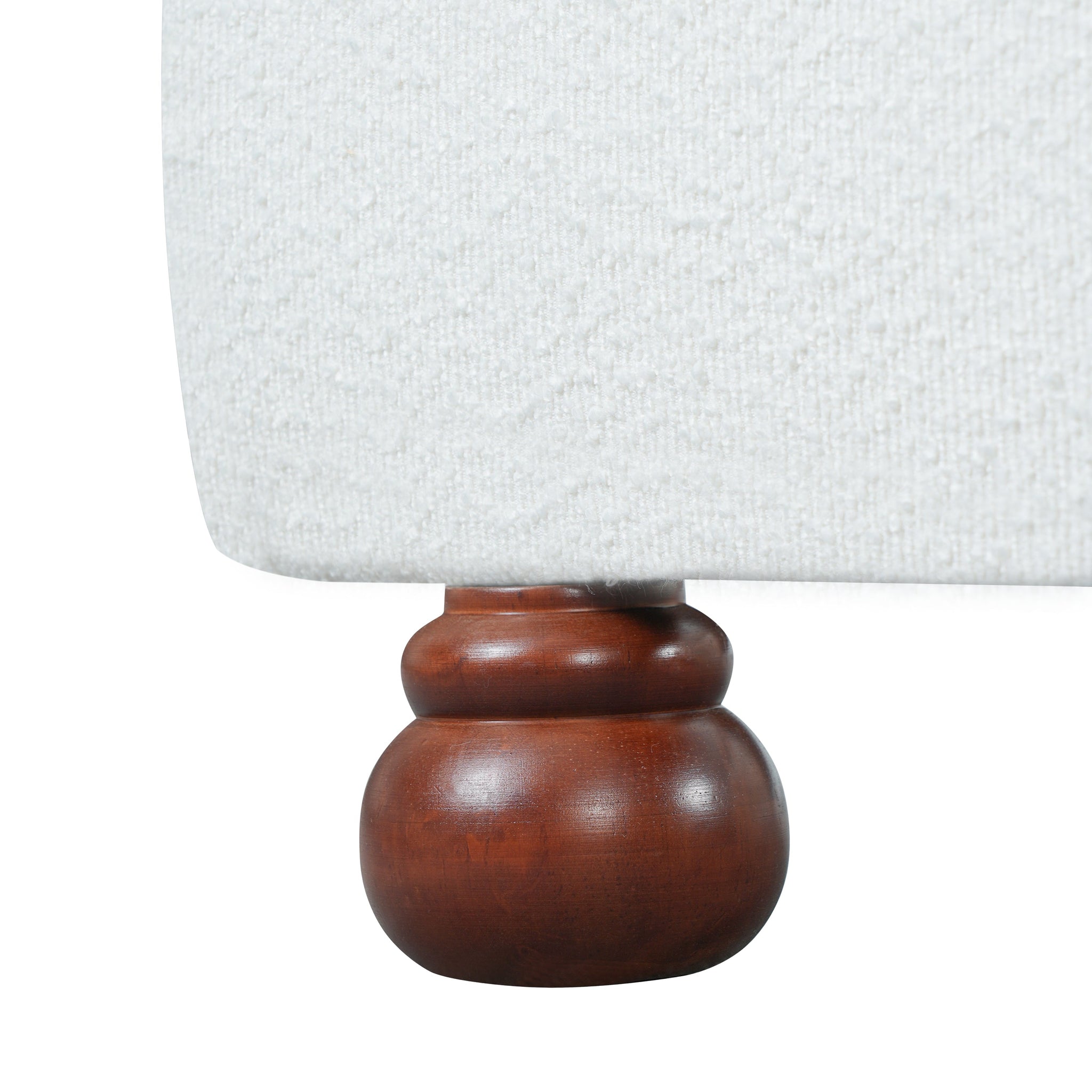 Cream-Colored Boucle Upholstered Bed with Rubber Wood Foot, King by HouseOfZazla