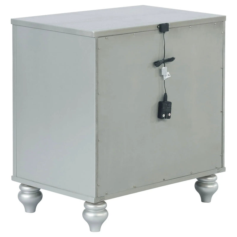 Gunnison 2-drawer Nightstand Silver Metallic by Unique Piece Furniture