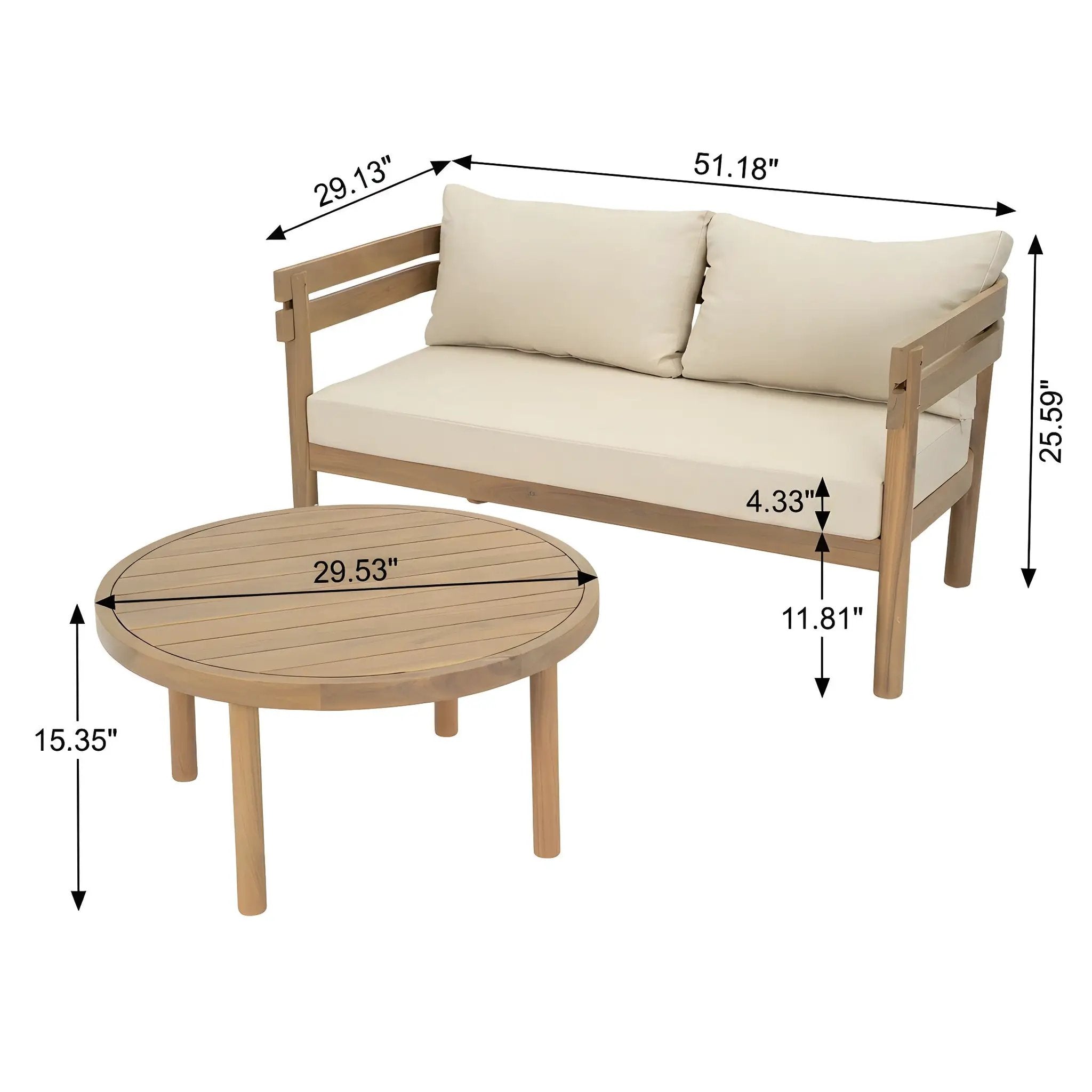 4-Piece Acacia Wood Patio Furniture Set by HouseOfZazla