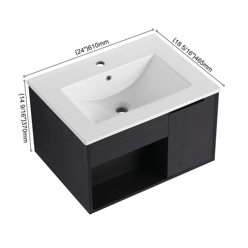 Wall Mounted Floating Bathroom Vanity With Open Shelf & Soft Close Door by Unique Piece Furniture