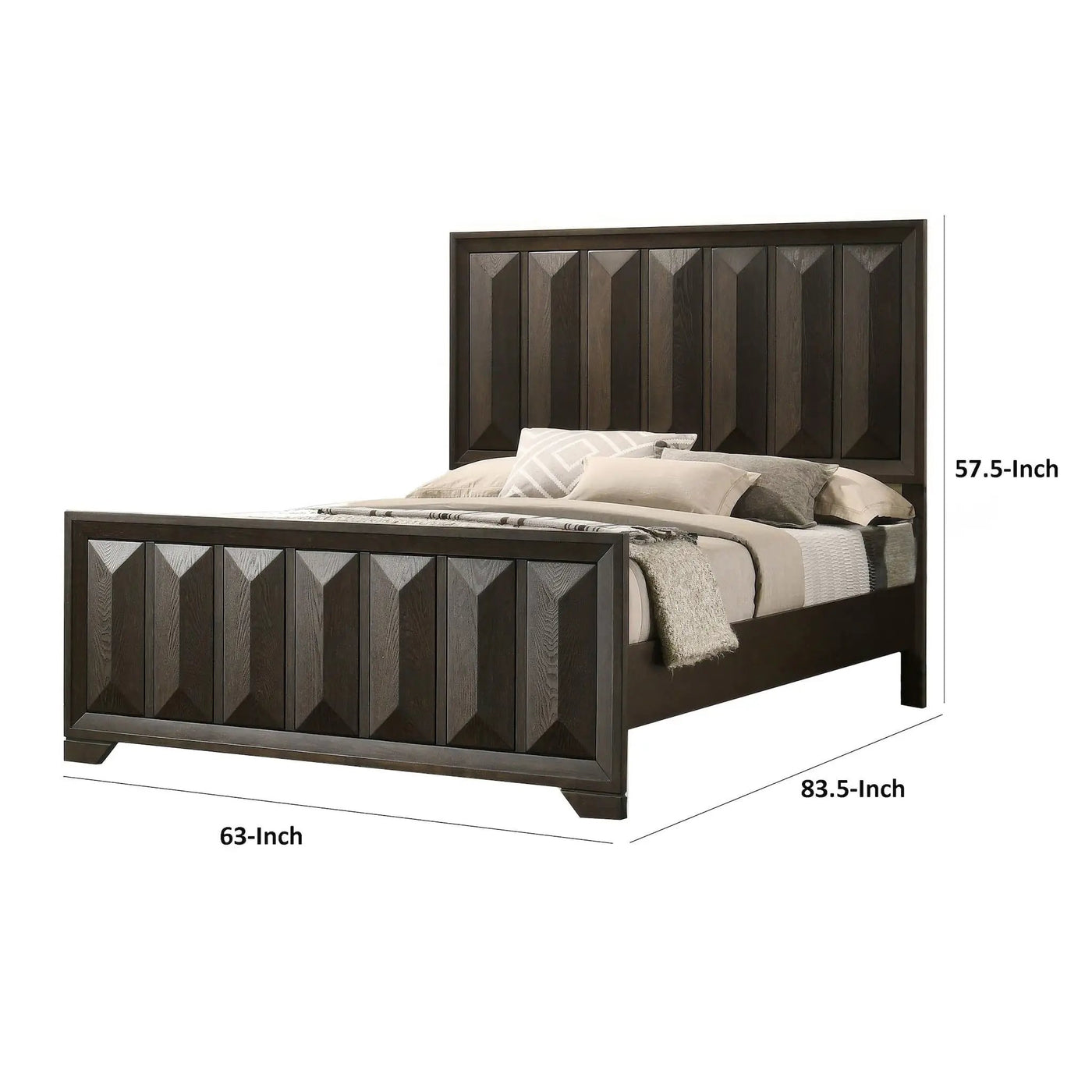 Modern Bed Panel Headboard With Vertical Faceted Design by Unique Piece Furniture