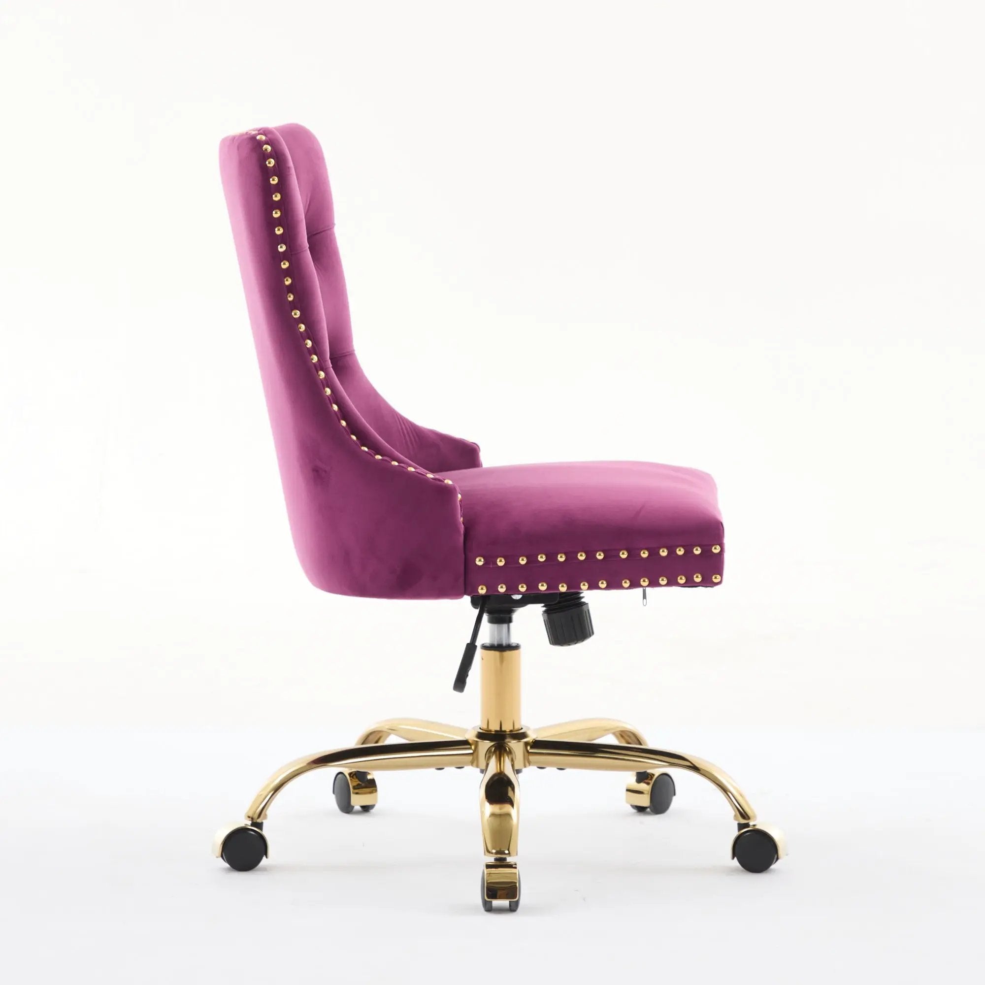 Office Chair Modern Velvet Upholstered Tufted Button (Purple) by HouseOfZazla