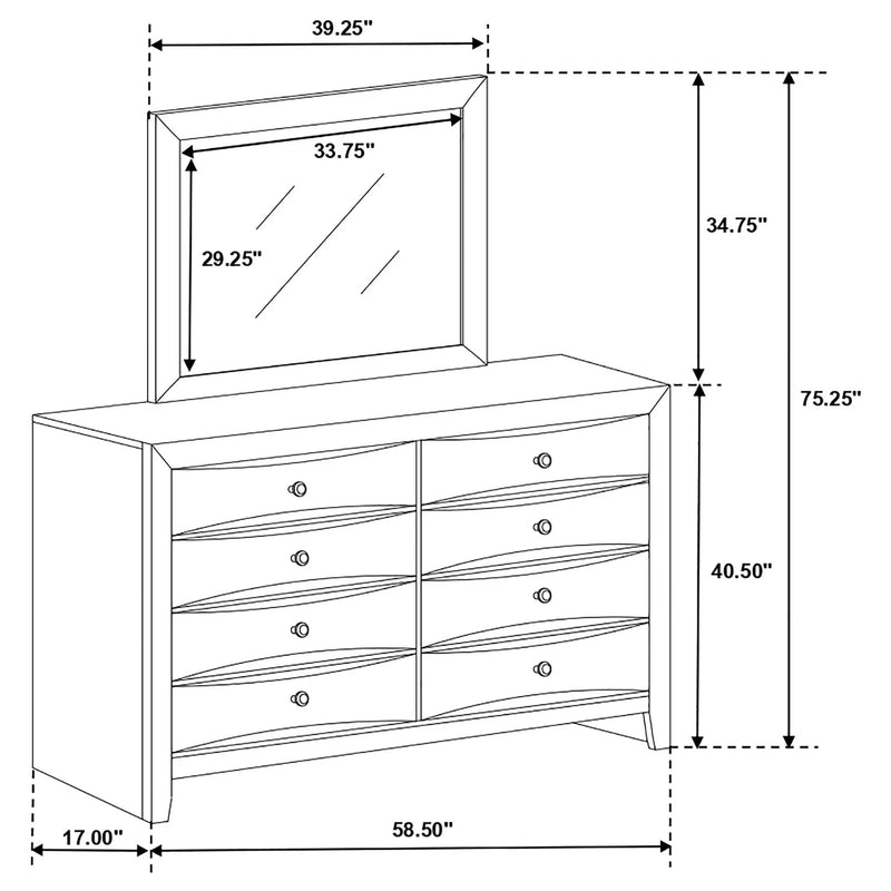 Briana 8-drawer Dresser with Mirror Black by Unique Piece Furniture