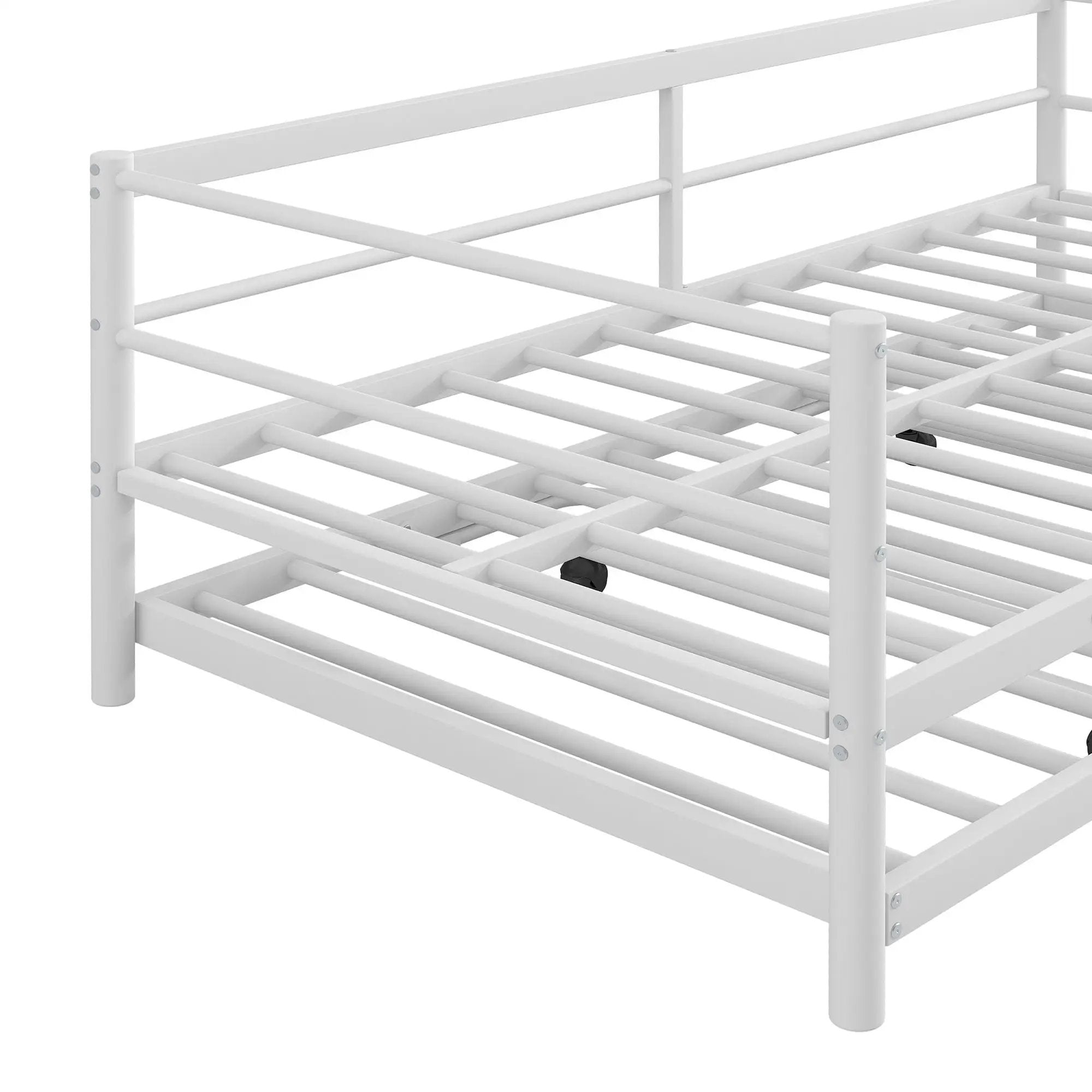 Industrial Metal Daybed With Adjustable Pop Up Trundle And LED Strip by HouseOfZazla