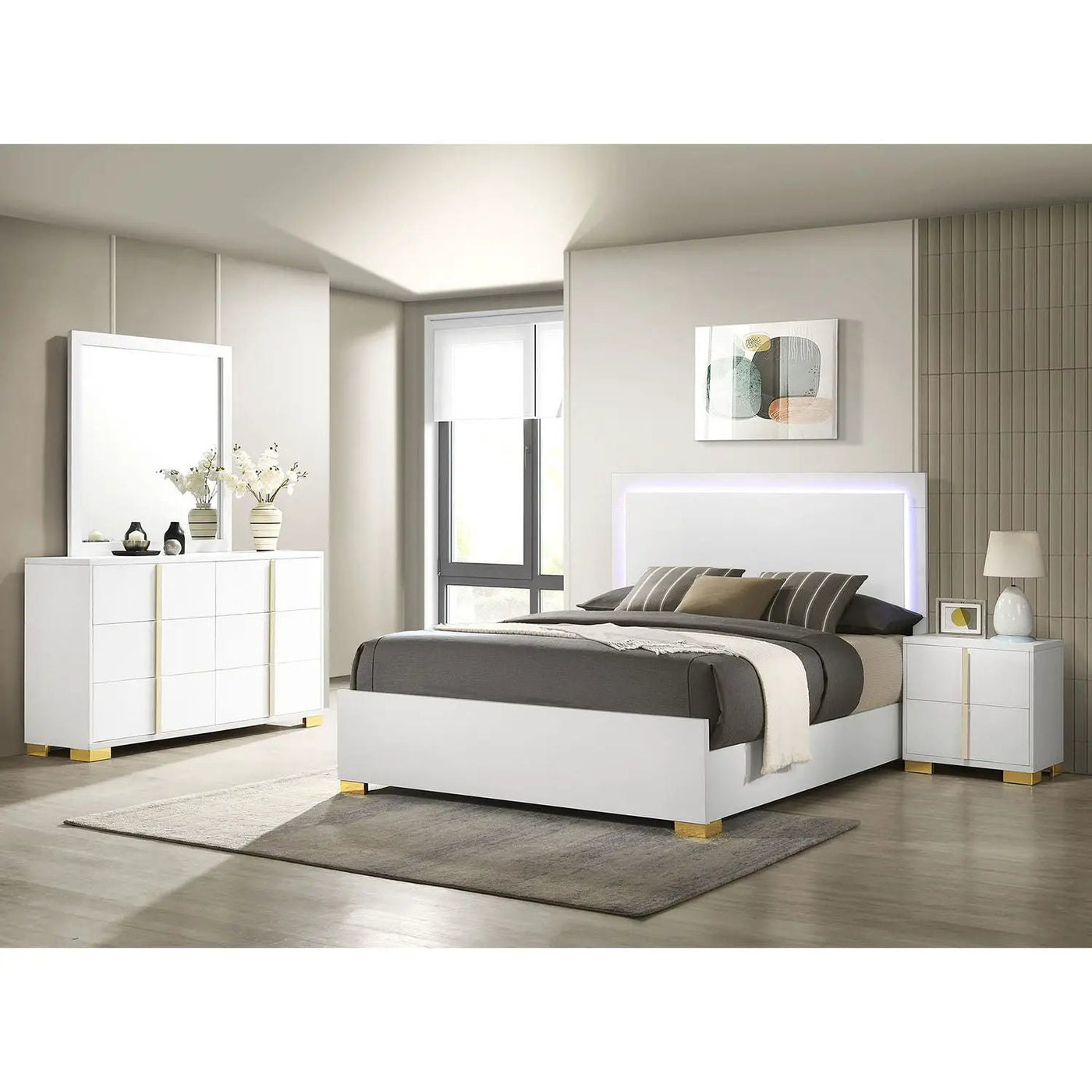 Jeremiah - Bedroom Set With LED Headboard by HouseOfZazla