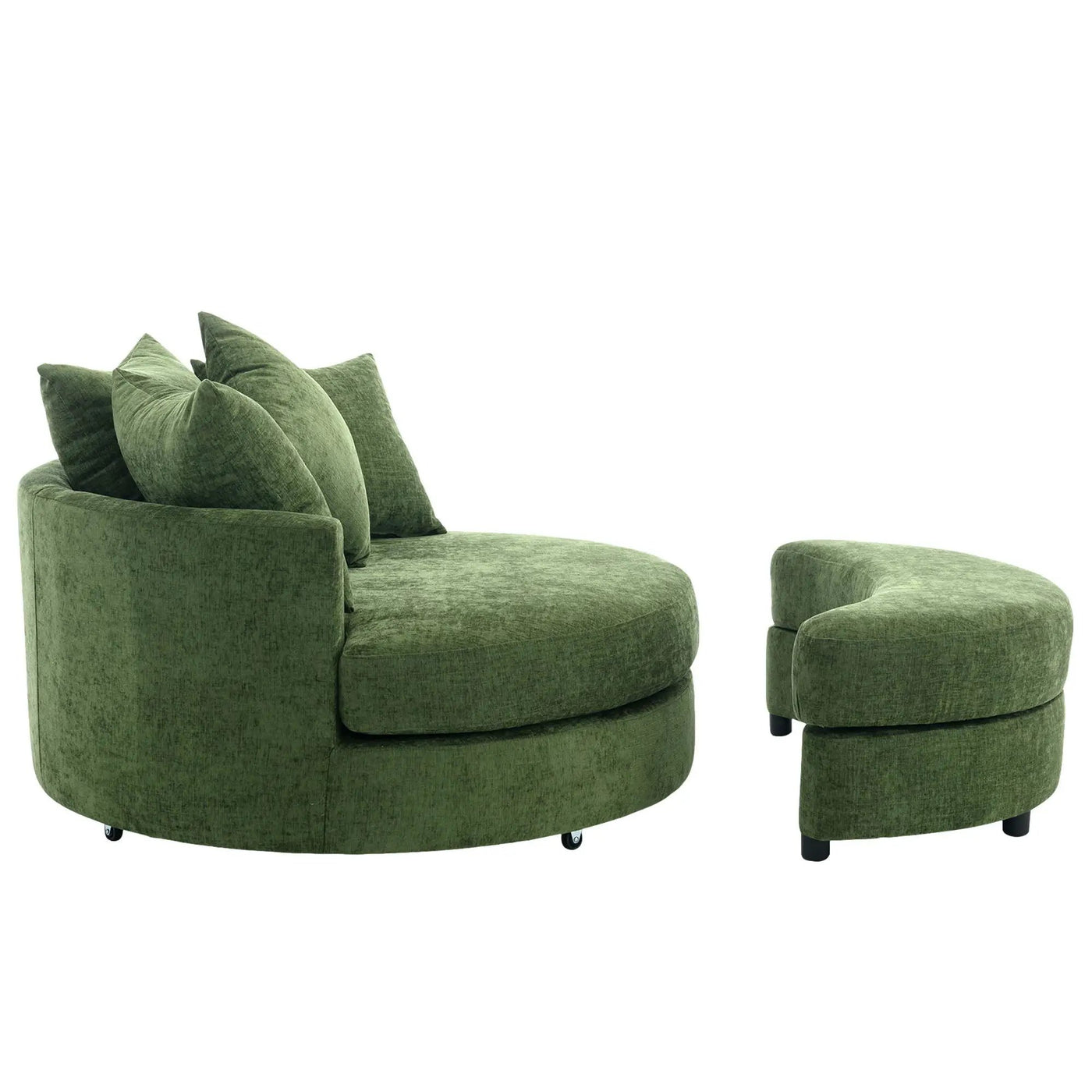 360° Swivel Accent Barrel Chair With Storage Ottoman & 4 Pillows, Modern Leisure Chair Round Accent For Living Room by HouseOfZazla
