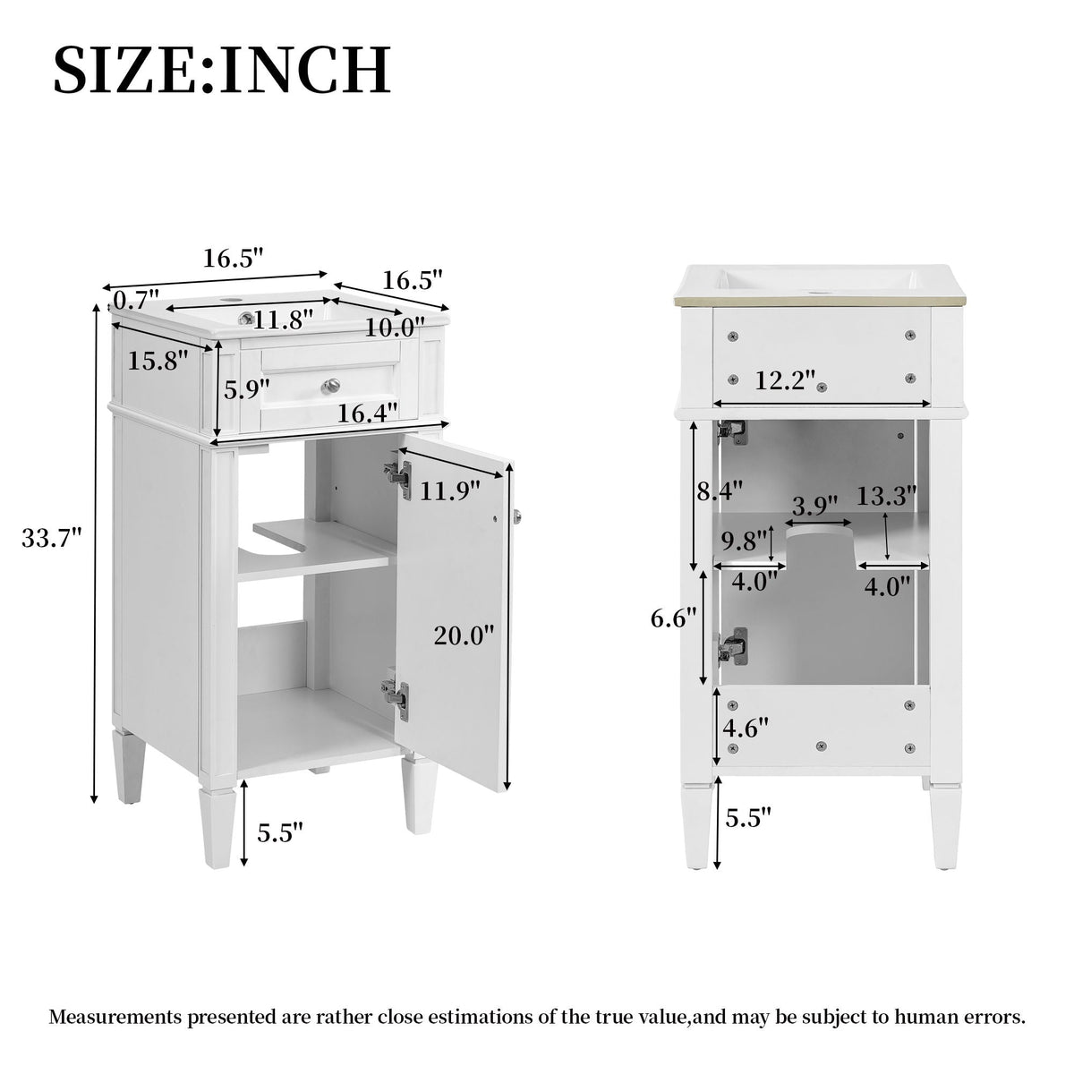 French Style Bathroom Vanity with Ceramic Sink and Soft-Close Doors - Black or White, photo 4 of 8