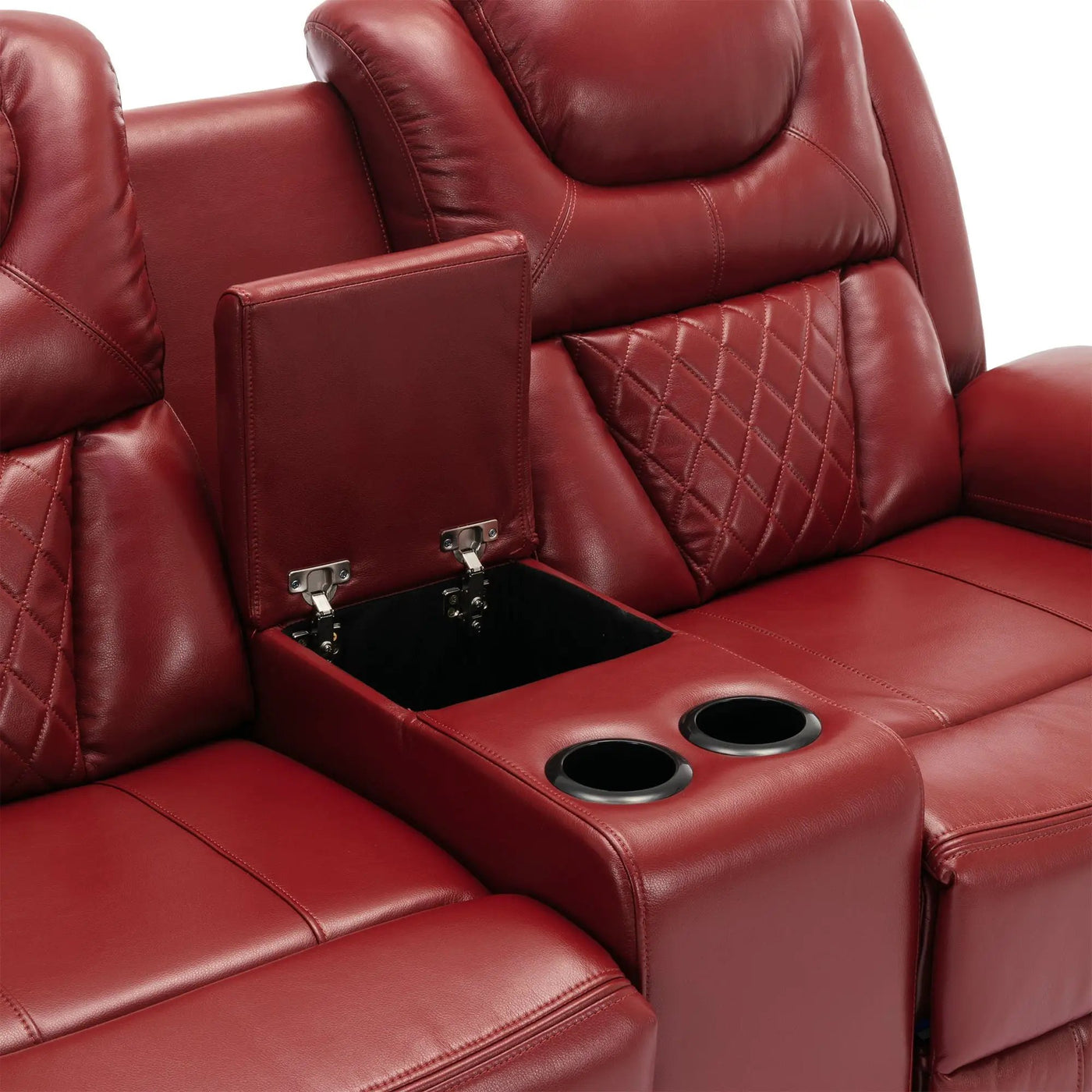 Home Theater Seating Manual Recliner Loveseat With Hide-Away Storage, Cup Holders And Led Light Strip For Living Room by HouseOfZazla