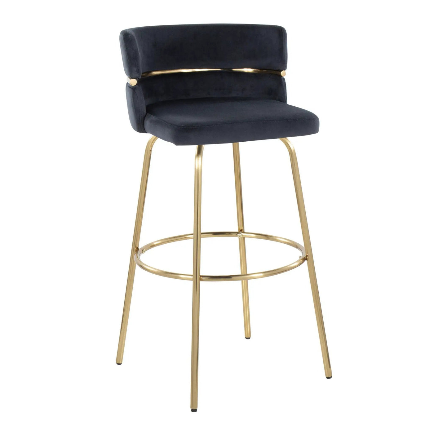 Cinch - Glam / Art Deco Fixed Height Barstool With Swivel With Round Footrest (Set of 2) by HouseOfZazla
