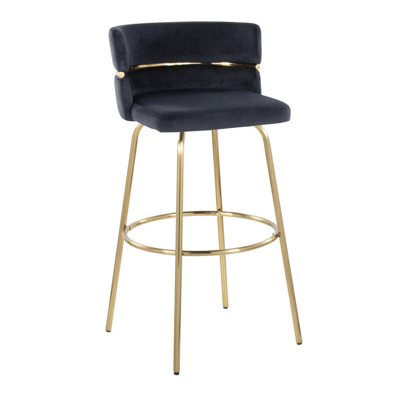 Cinch - Glam / Art Deco Fixed Height Barstool With Swivel With Round Footrest (Set of 2) by Unique Piece Furniture