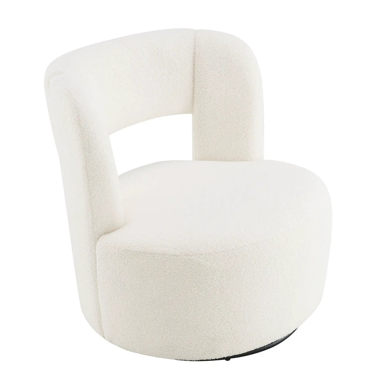 Swivel Comfy Round Barrel Chair With Soft Teddy Fabric For Living Room by HouseOfZazla