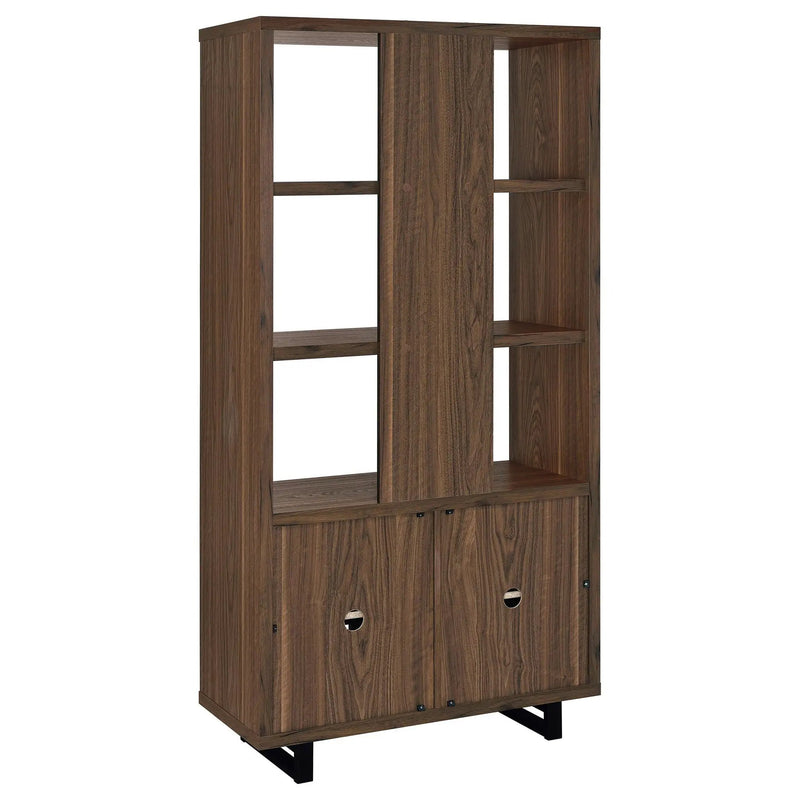 Maddox 71-inch 3-shelf Cabinet Bookcase Walnut by Unique Piece Furniture