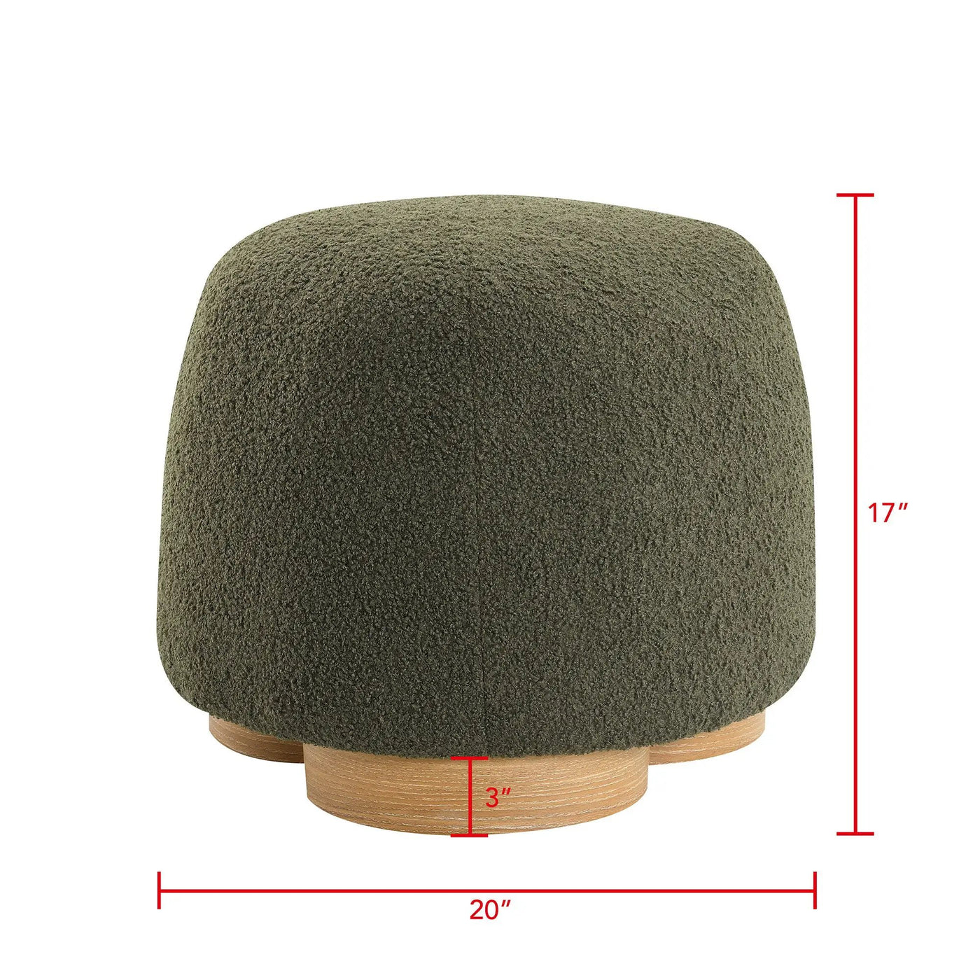Round Soft Teddy Fabric Upholstered Ottoman With Metal Accents by HouseOfZazla