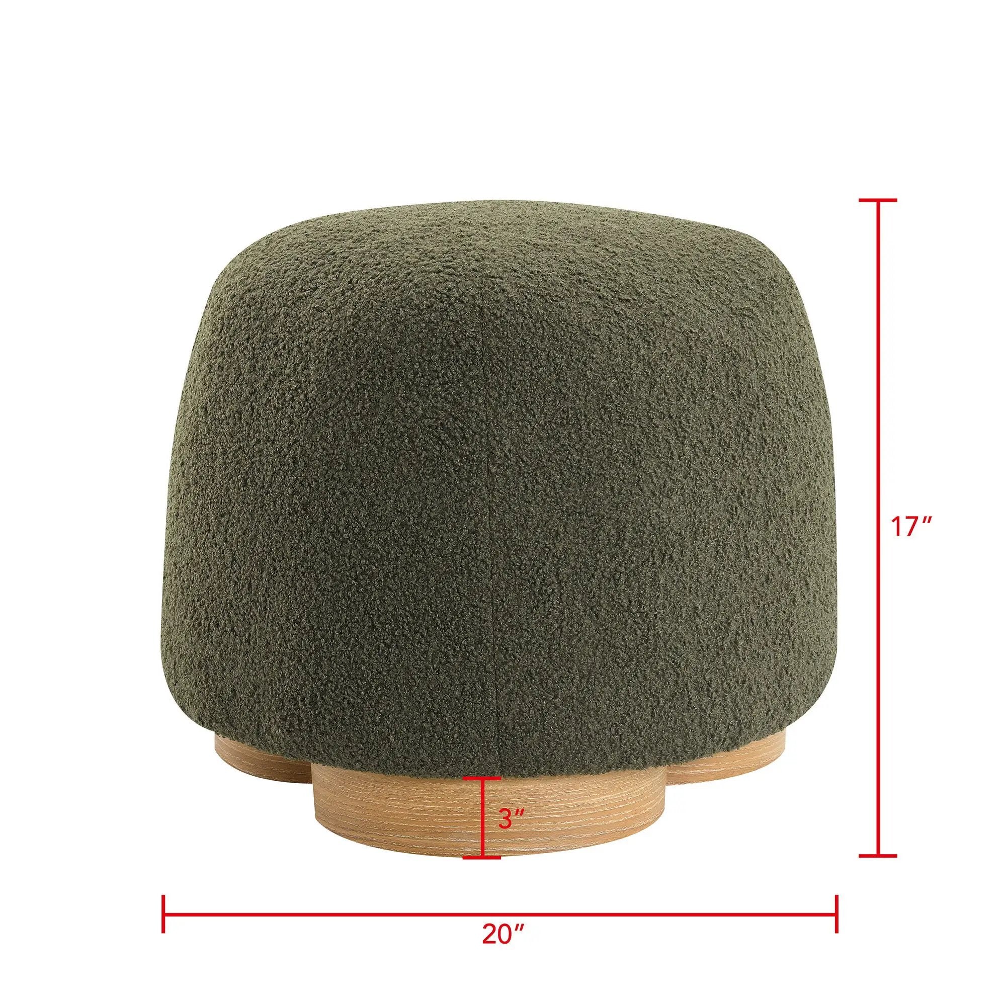 Round Soft Teddy Fabric Upholstered Ottoman With Metal Accents by HouseOfZazla